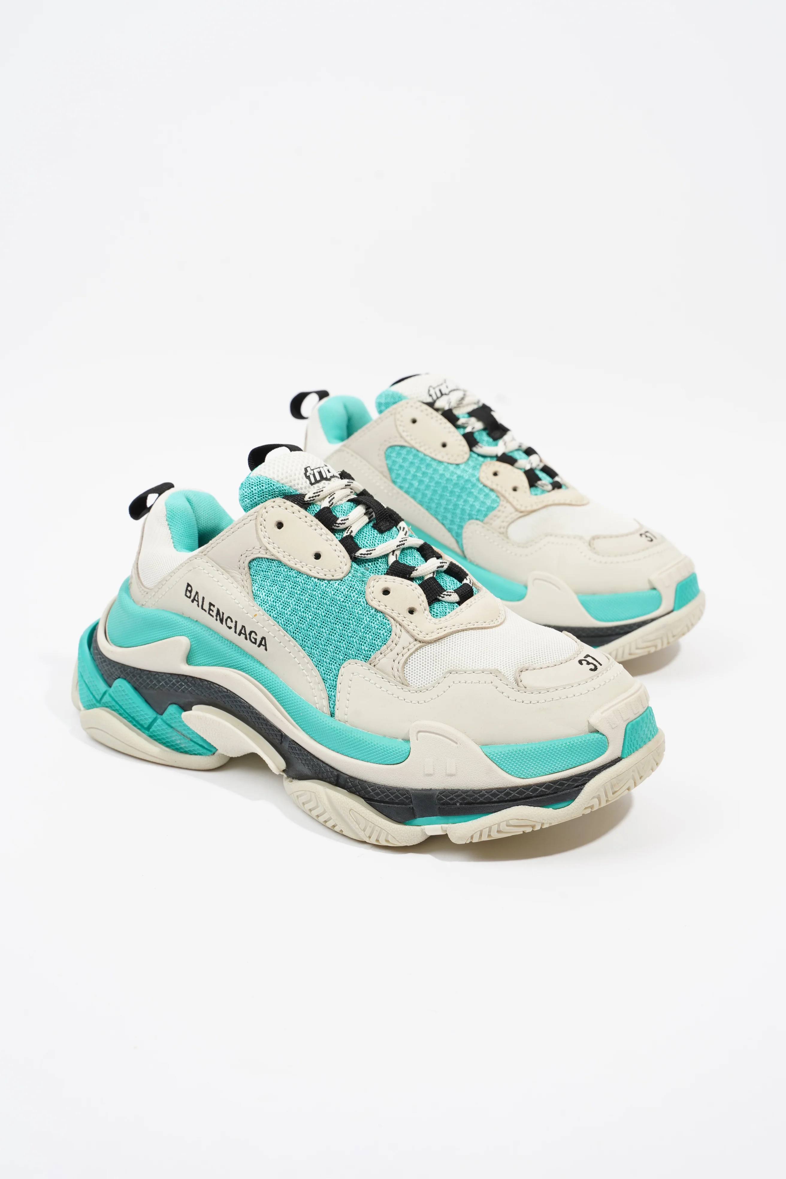 Balenciaga Triple S White / Teal / Black Mesh EU 37 UK 4