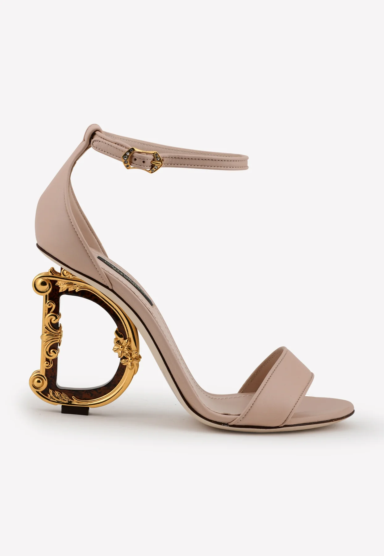 Dolce Gabbana Keira 105 DG Baroque Heel Sandals in Nappa Leather