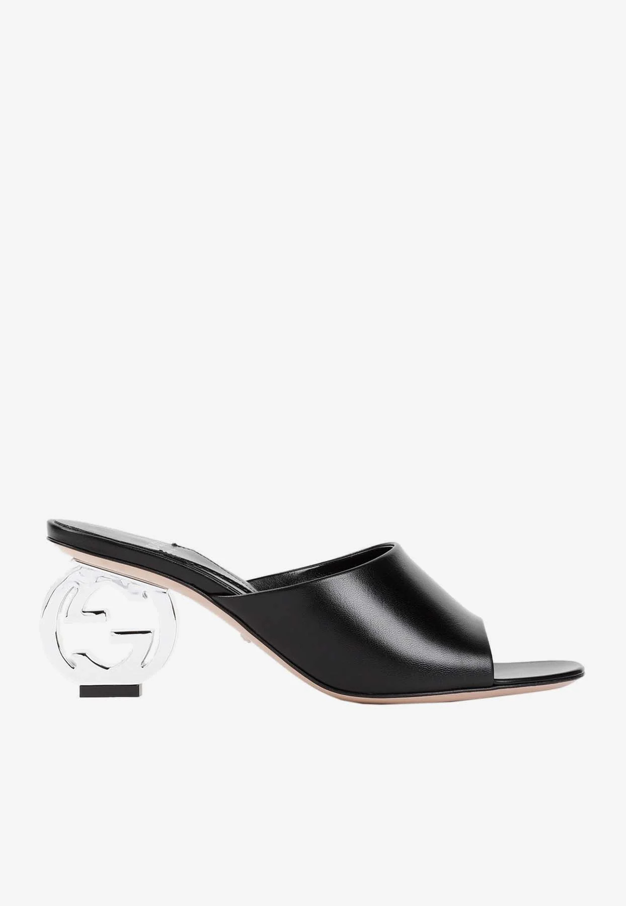 Gucci 65 Logo Heel Leather Mules