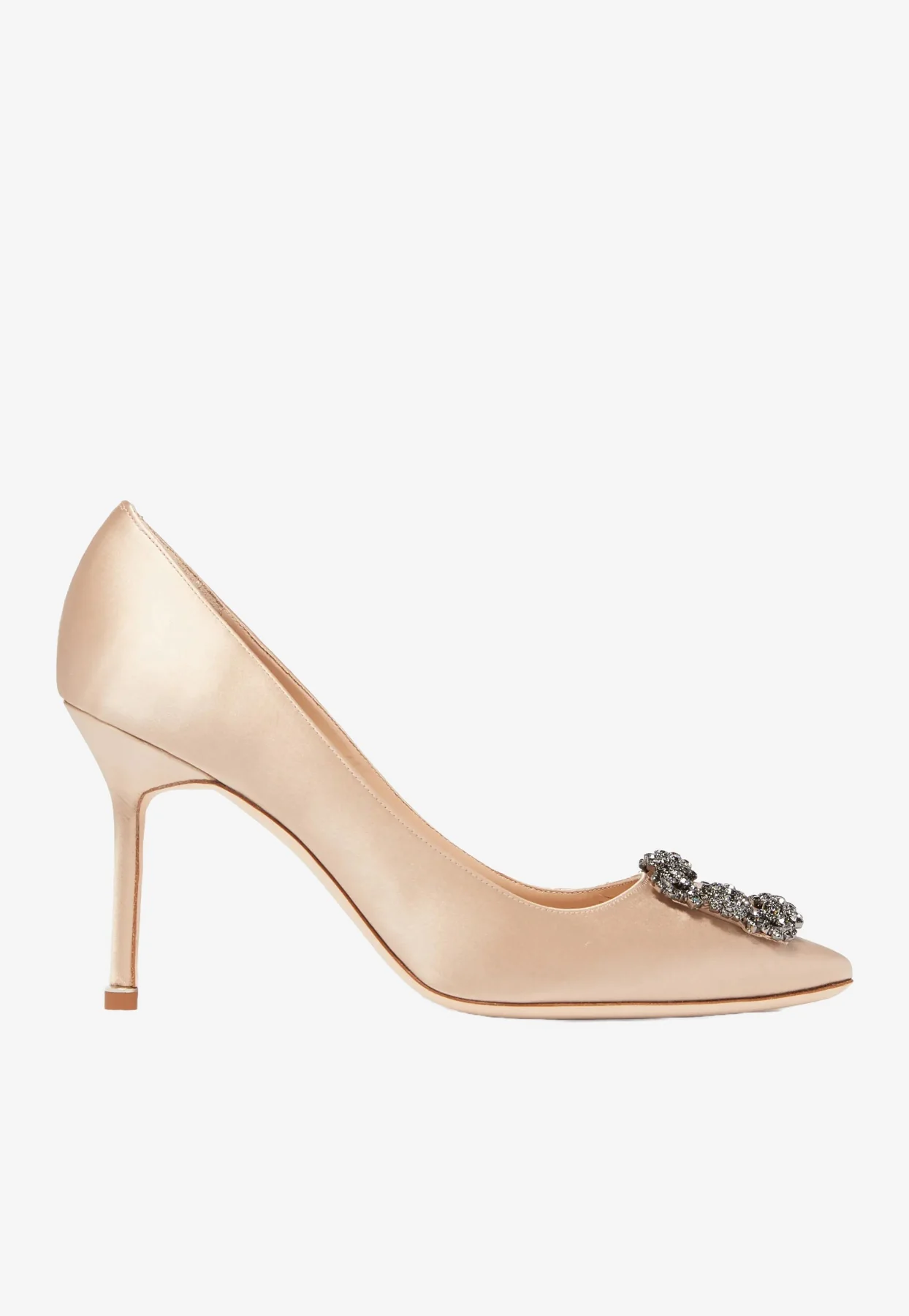 Manolo Blahnik Hangisi 90 Satin Pumps with FMC Crystal Buckle
