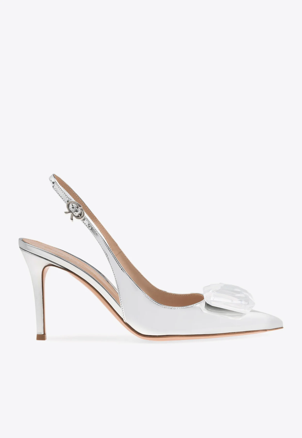Gianvito Rossi Jaipur 85 Metallic-Leather Slingback Pumps