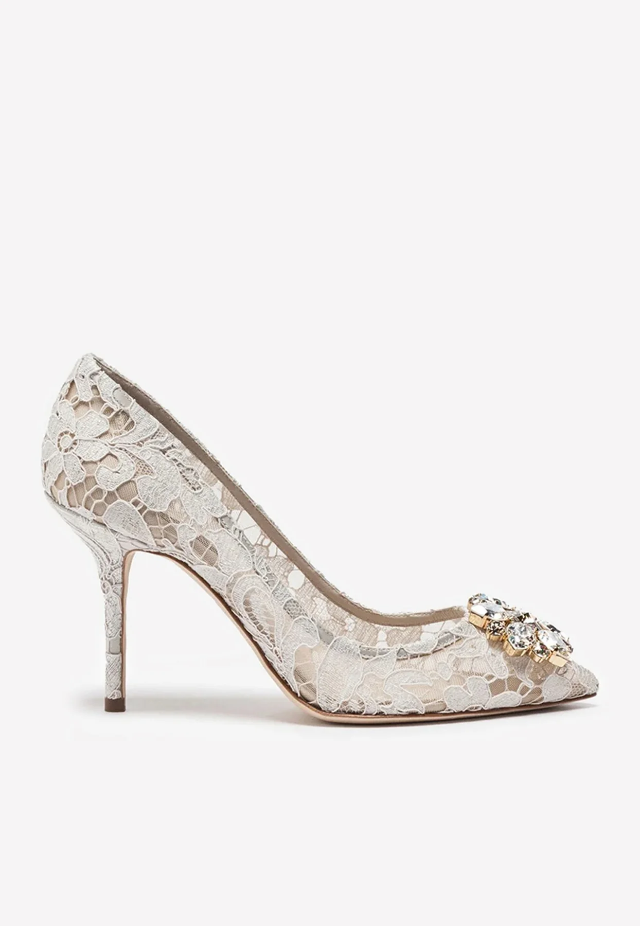 Dolce Gabbana Bellucci 90 Crystal-Embellished Pumps in Taormina Lace
