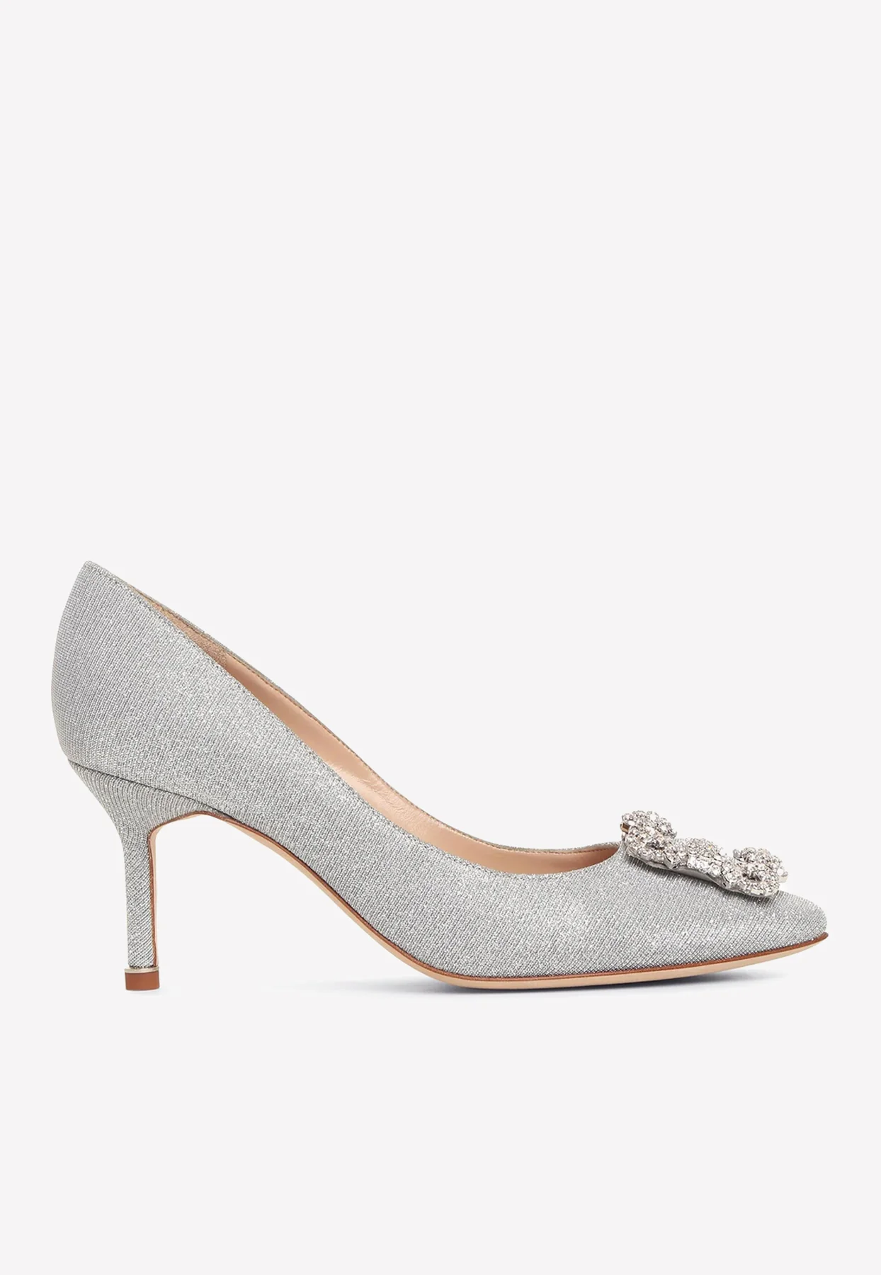 Manolo Blahnik Hangisi 70 Glitter Crystal Buckle Pumps