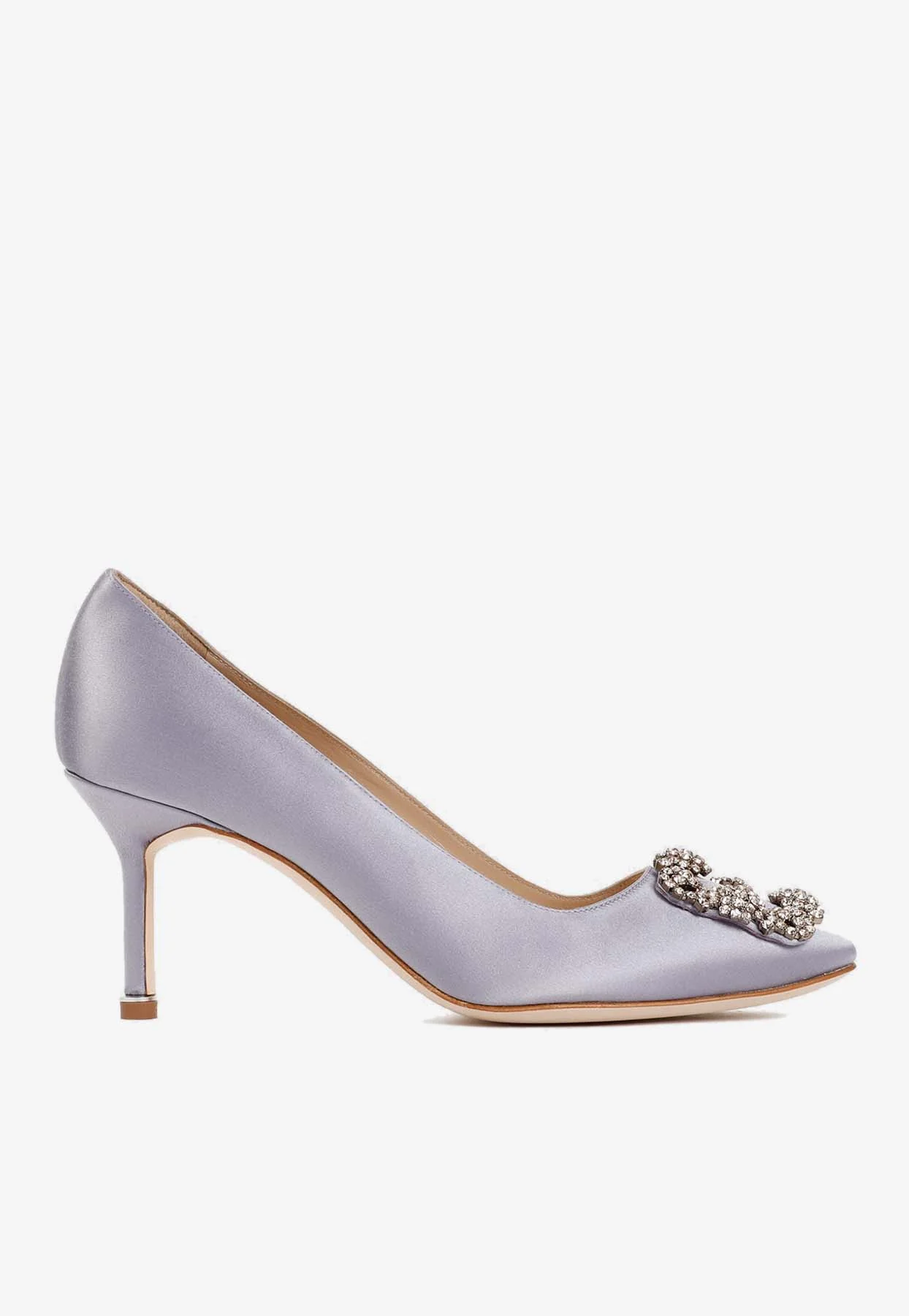 Manolo Blahnik Hangisi 70 Crystal Buckle Satin Pumps