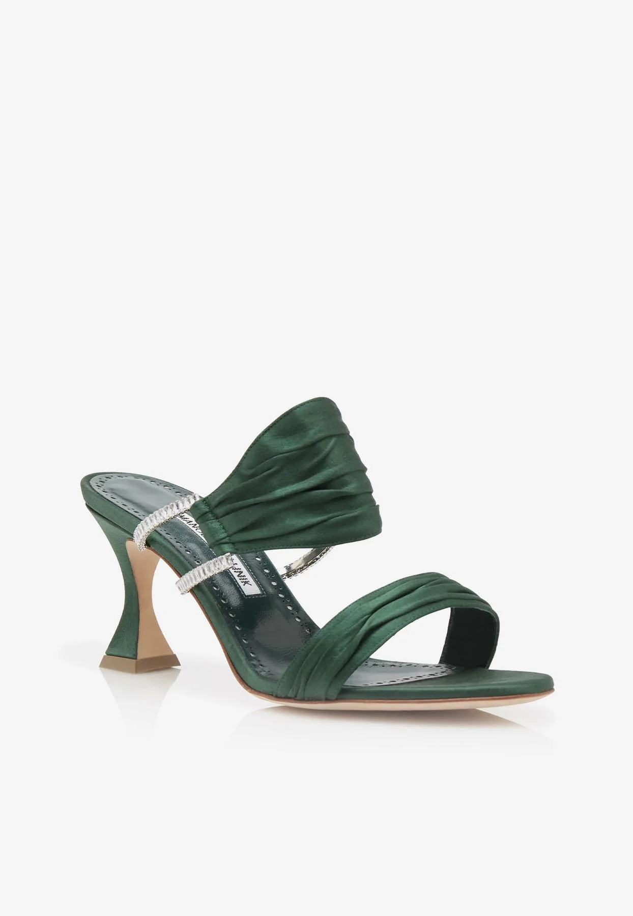 Manolo Blahnik Chinap 70 Ruched Satin Mules