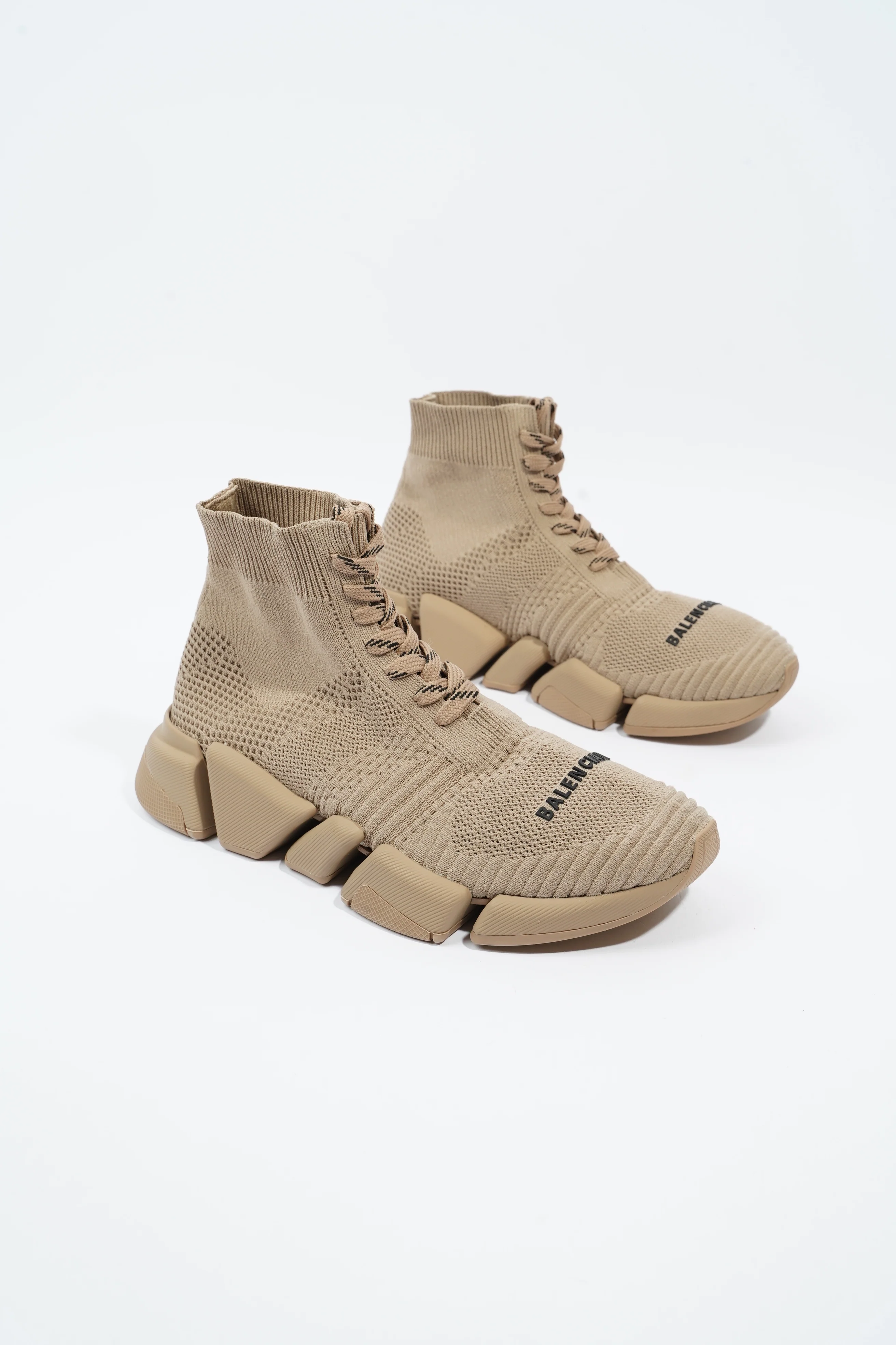 Balenciaga Speed 2.0 Lace Up Beige Cotton EU 37 UK 4