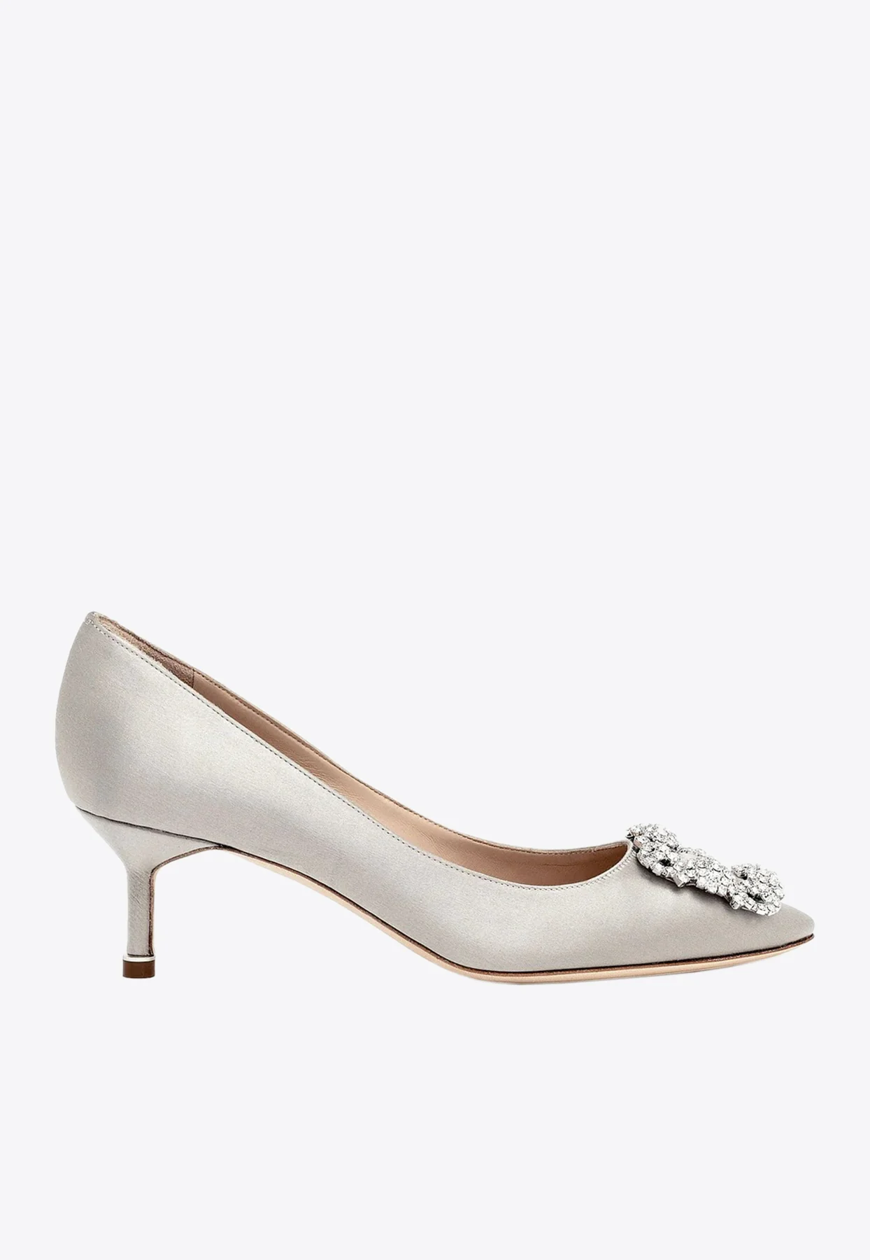 Manolo Blahnik Hangisi 50 CLC Crystal Buckle Satin Pumps