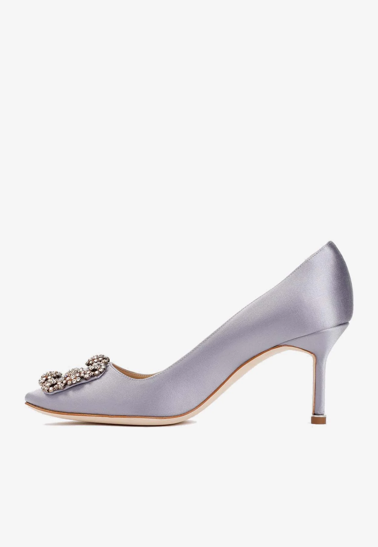 Manolo Blahnik Hangisi 70 Crystal Buckle Satin Pumps
