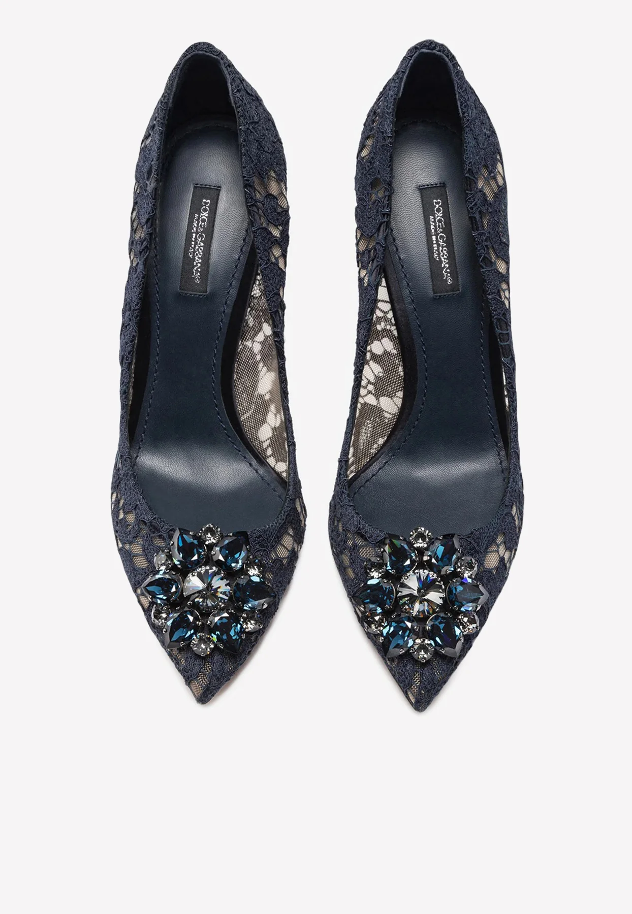 Dolce Gabbana Bellucci 90 Crystal-Embellished Pumps in Taormina Lace