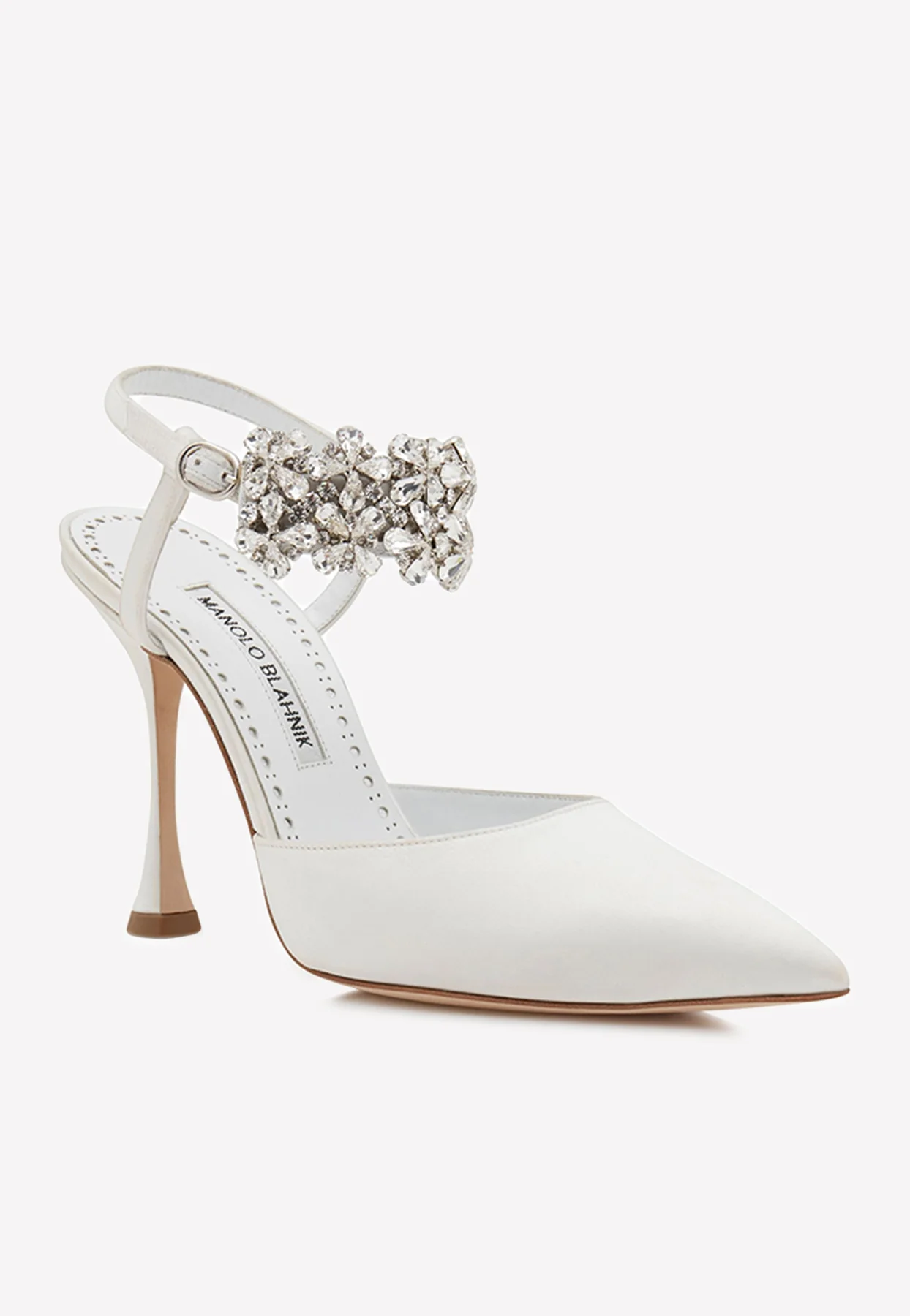 Manolo Blahnik Mabina 105 Crystal Embellished Satin Pumps