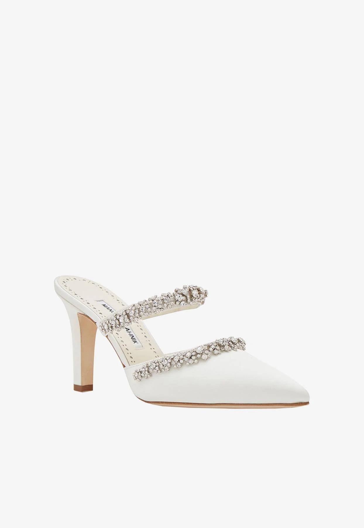 Manolo Blahnik Vedadamu 90 Crystal-Embellished Mules in Satin