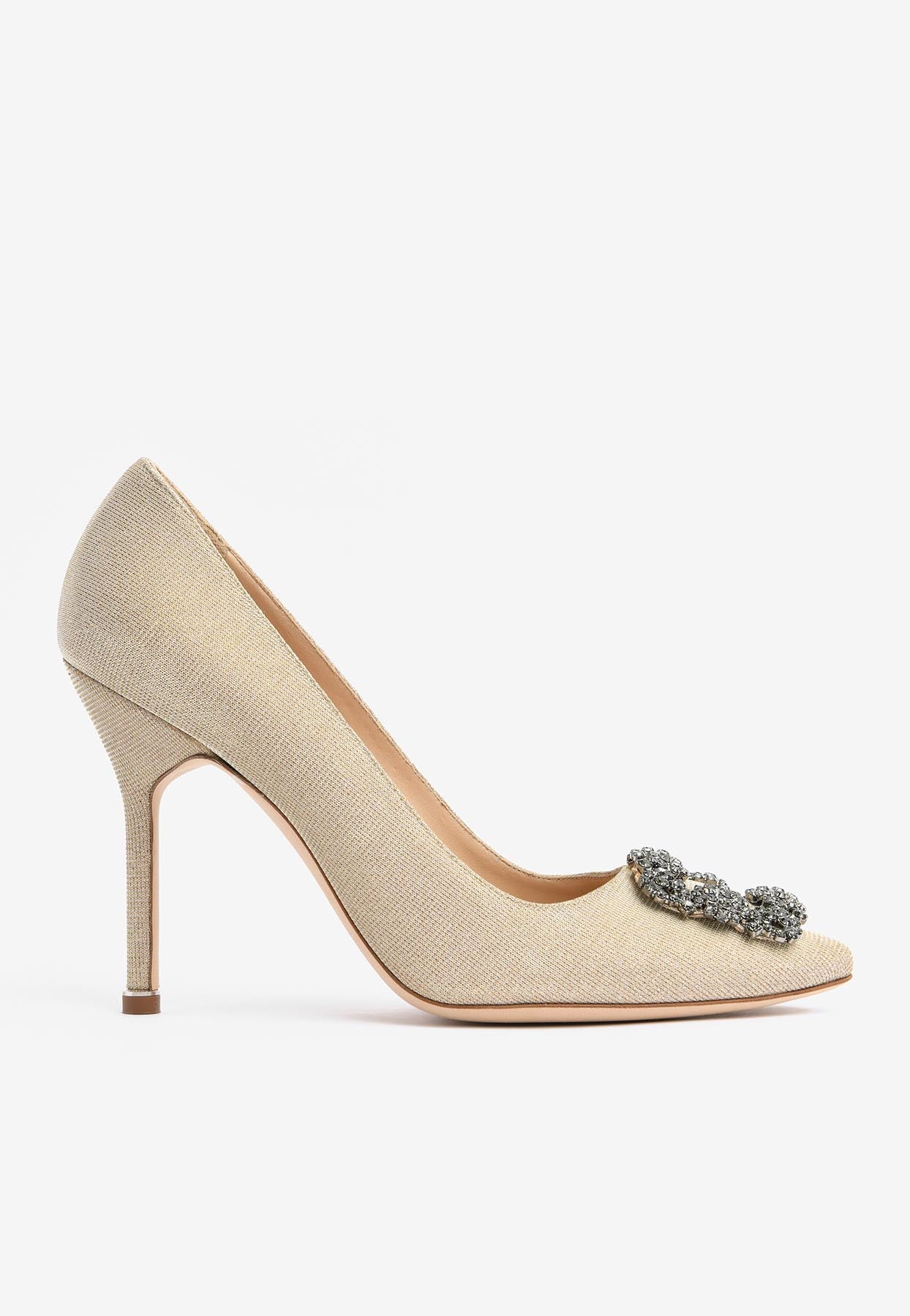 Manolo Blahnik Hangisi 105 Crystal Buckle Glittered Pumps