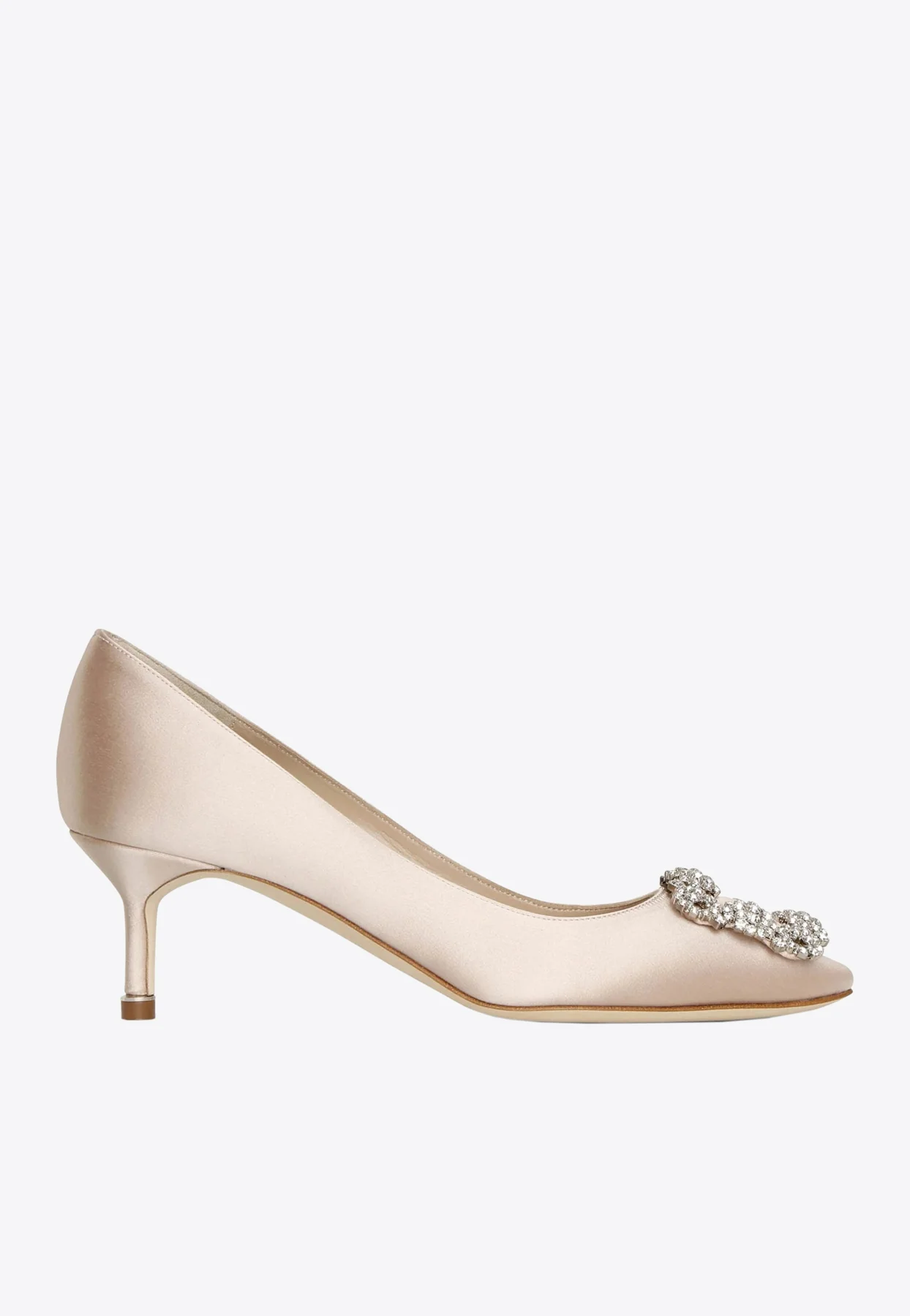 Manolo Blahnik Hangisi 50 CLC Crystal Buckle Satin Pumps
