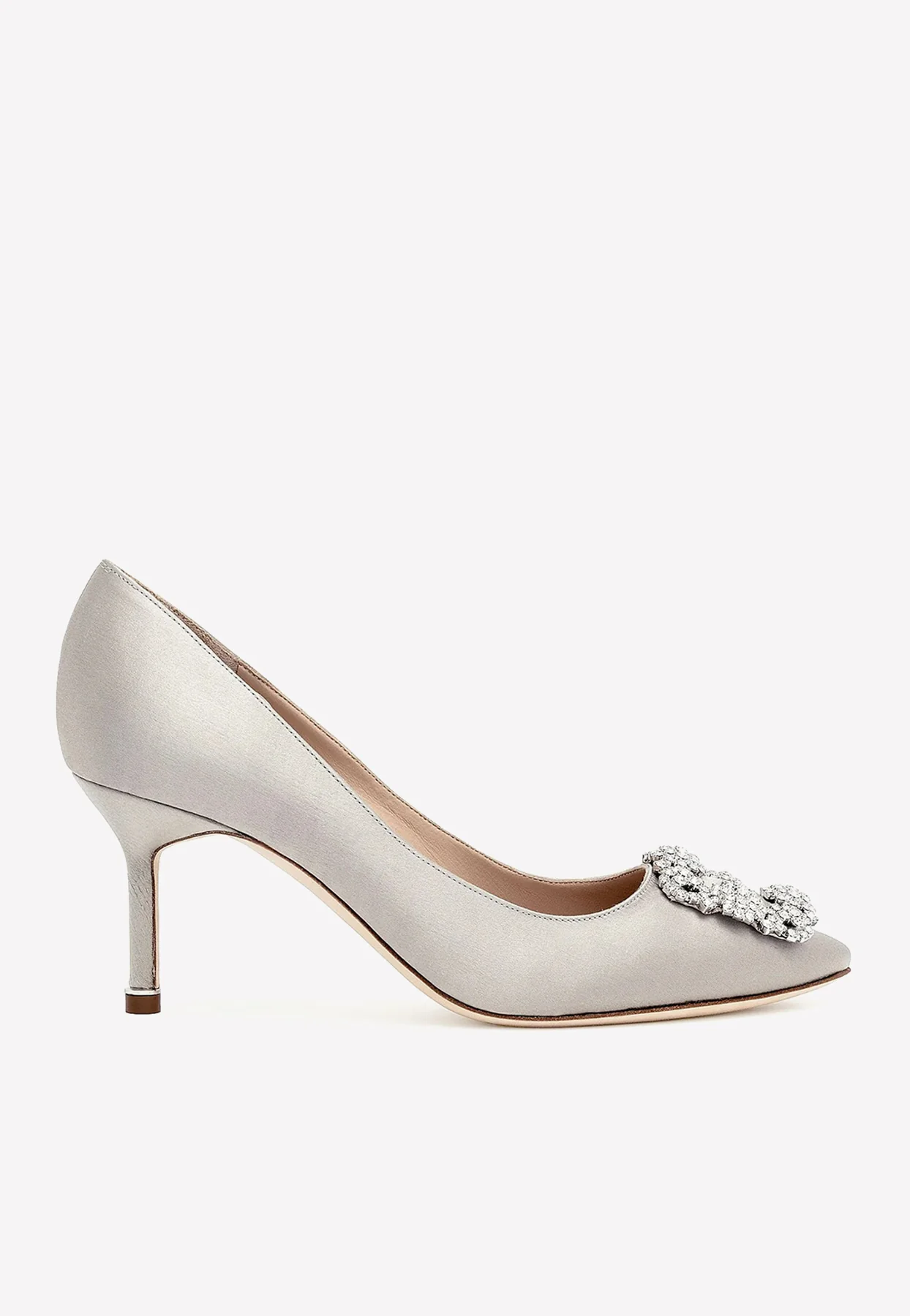Manolo Blahnik Hangisi 70 Crystal Buckle Satin Pumps
