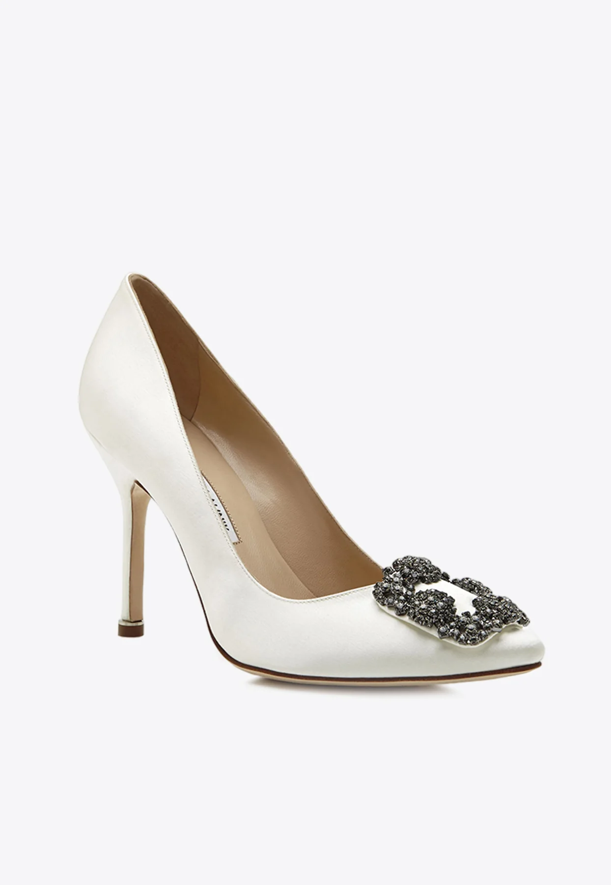 Manolo Blahnik Hangisi 105 Embellished Buckle Satin Pumps