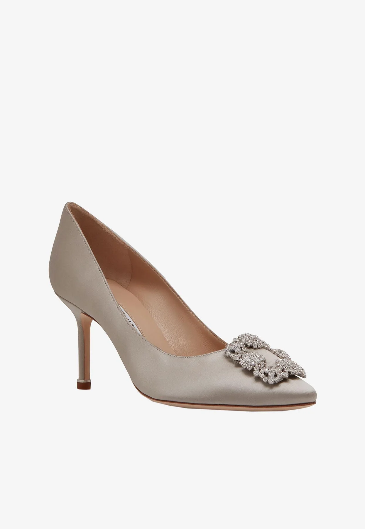 Manolo Blahnik Hangisi 70 Crystal Buckle Satin Pumps