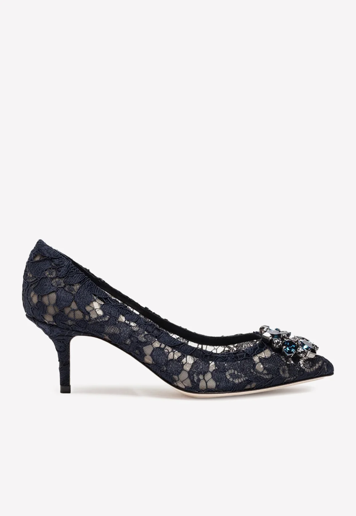 Dolce Gabbana Bellucci 60 Lace Pumps with Brooch Detail
