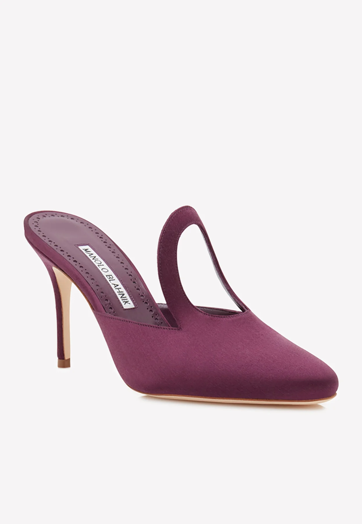Manolo Blahnik Fugati 90 Cut-Out Satin Mules