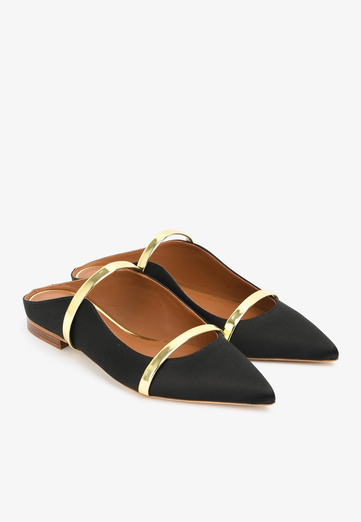 Malone Souliers Maureen Pointed Satin Flat Mules