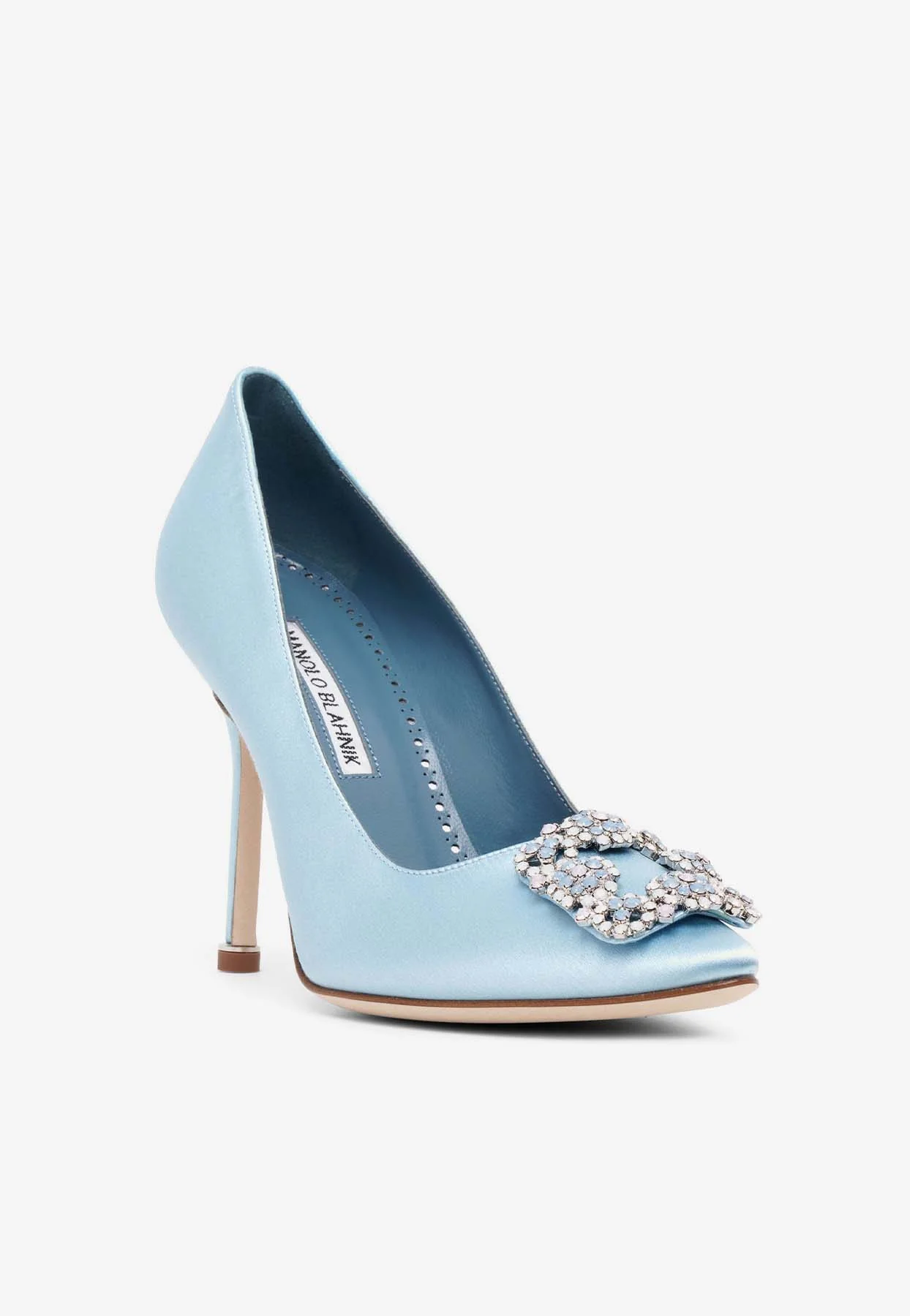 Manolo Blahnik Hangisi 105 Satin Jewel Buckle Pumps