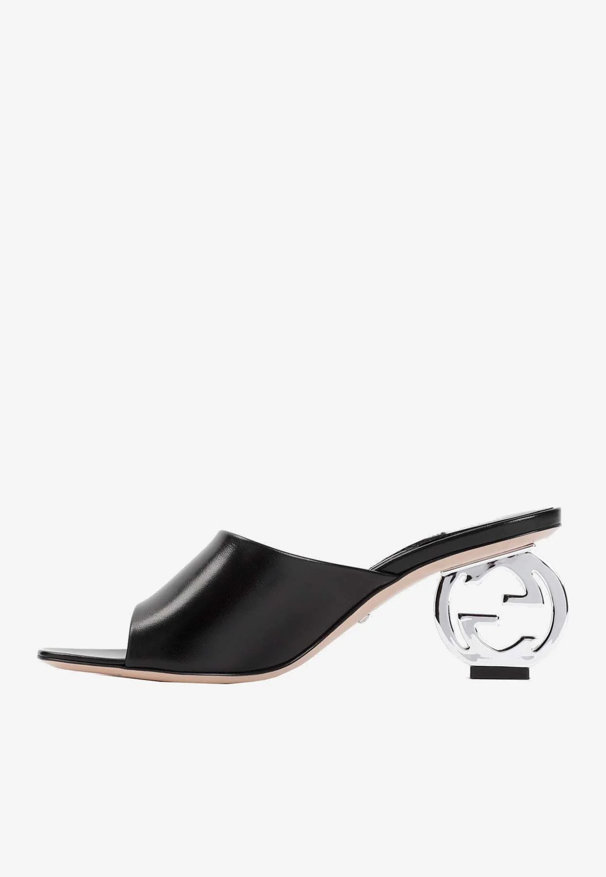 Gucci 65 Logo Heel Leather Mules