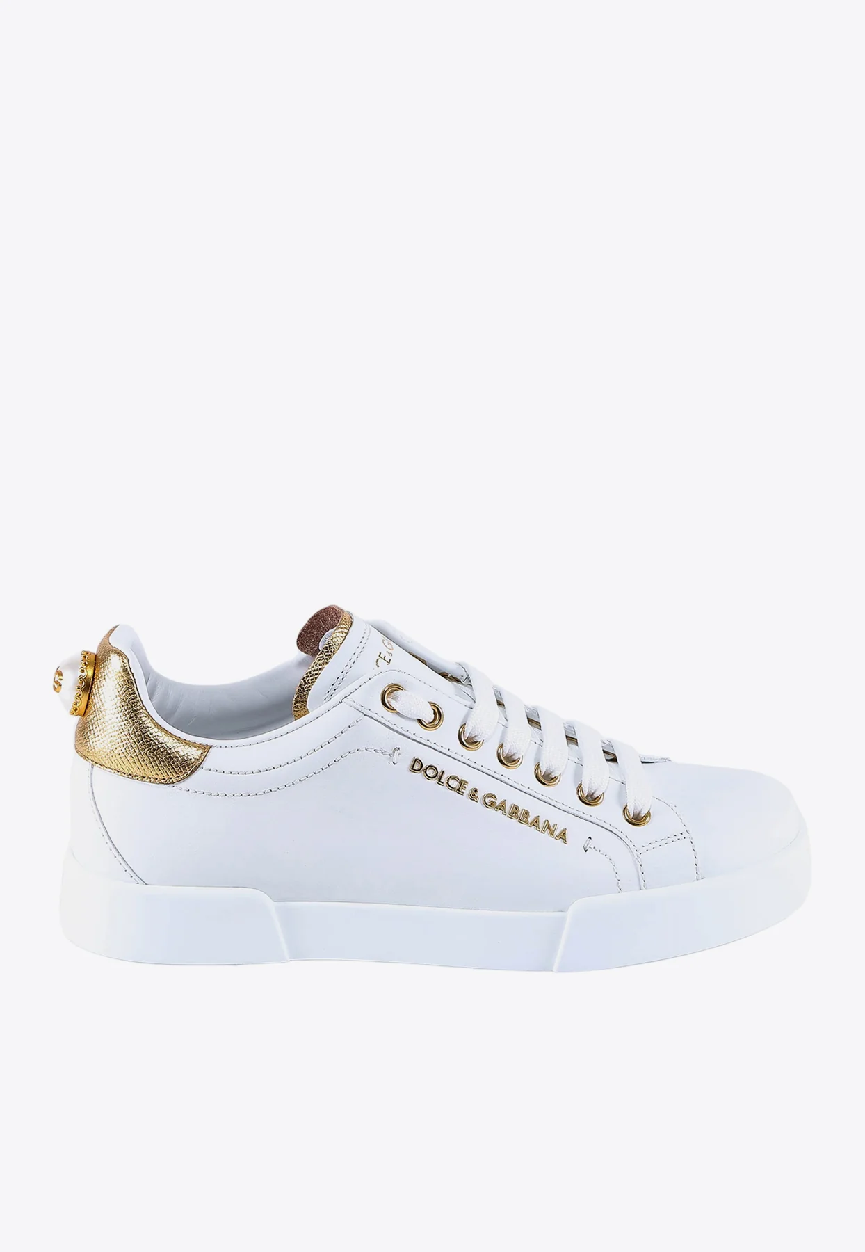 Dolce Gabbana Portofino Logo Leather Low-Top Sneakers