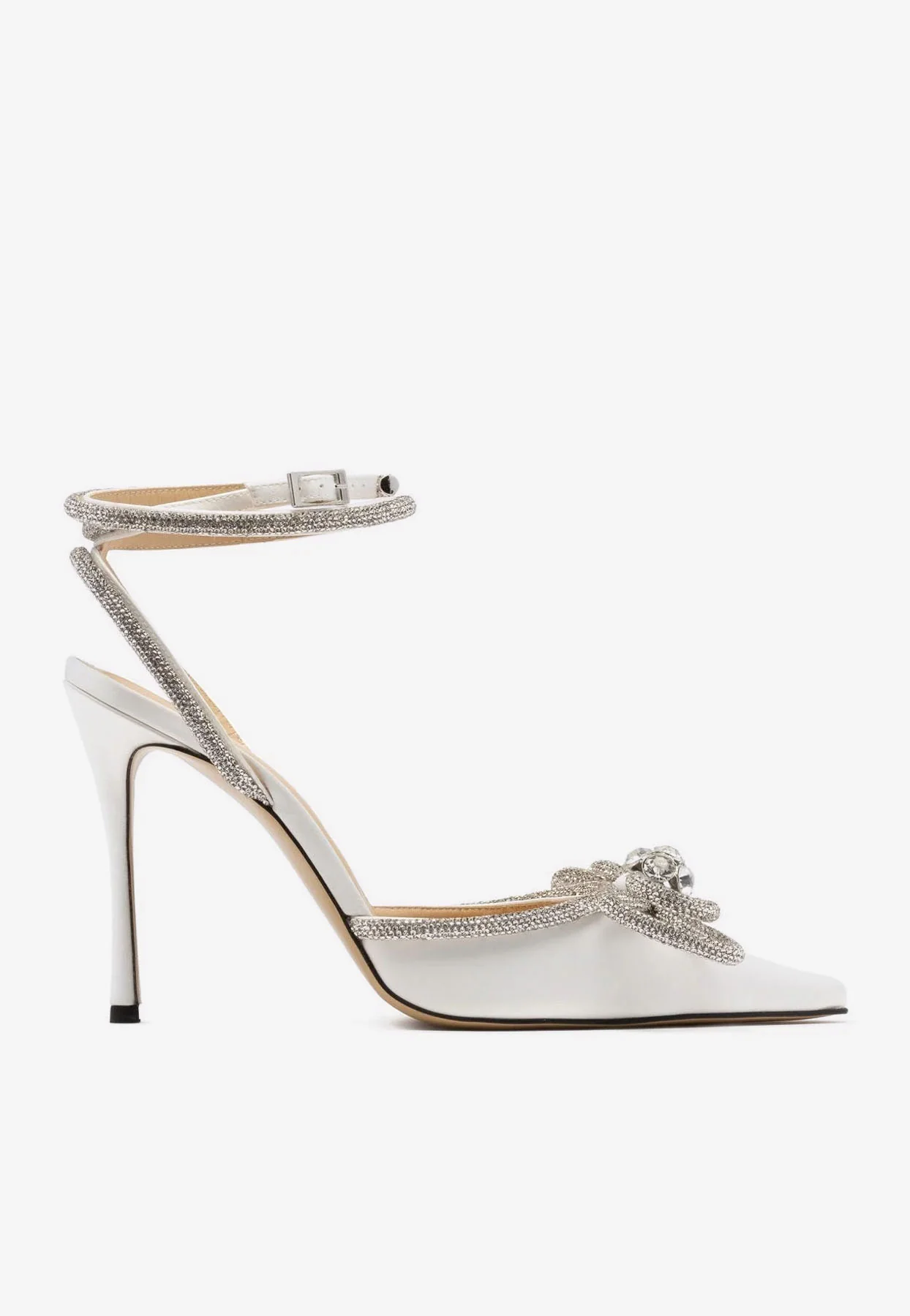 Mach and Mach 105 Double Bow Crystal-Embellished Satin Pumps