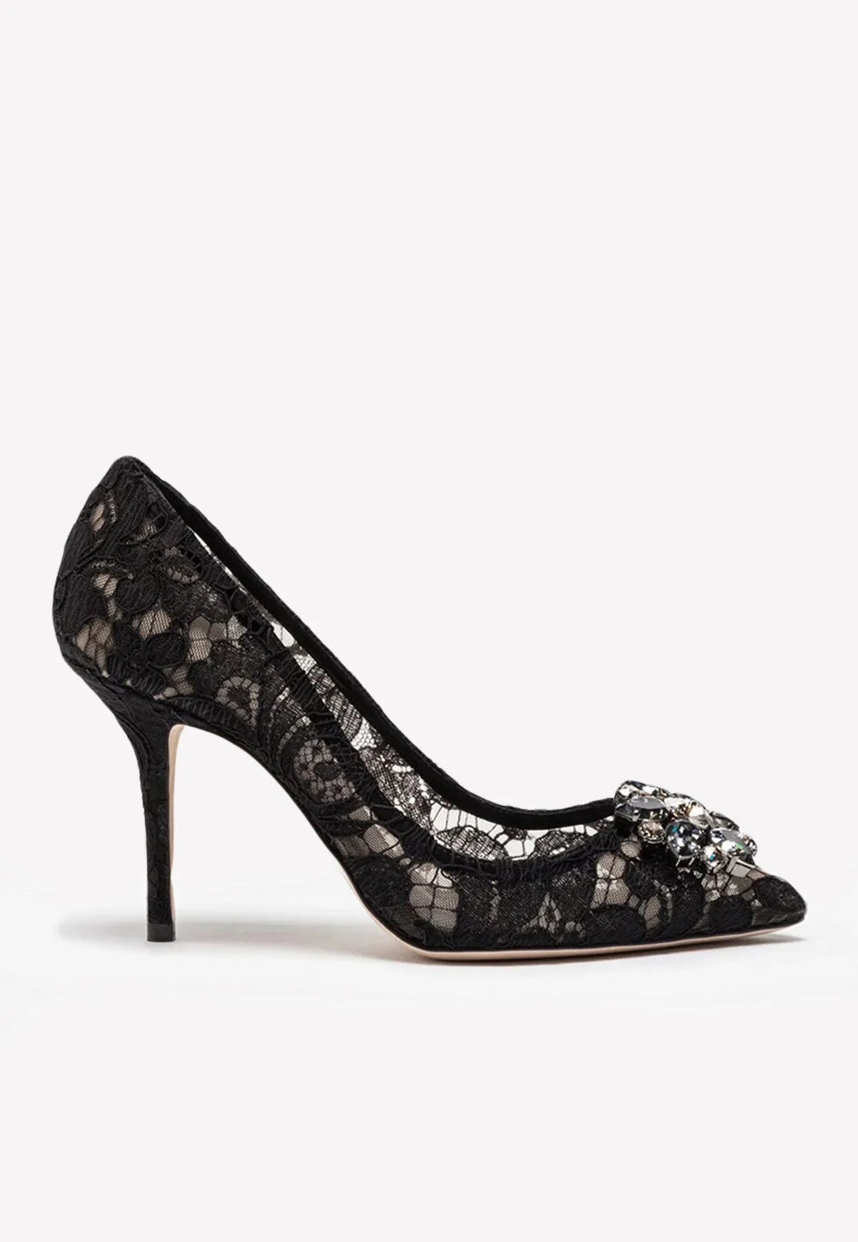 Dolce Gabbana Bellucci 90 Crystal-Embellished Pumps in Taormina Lace