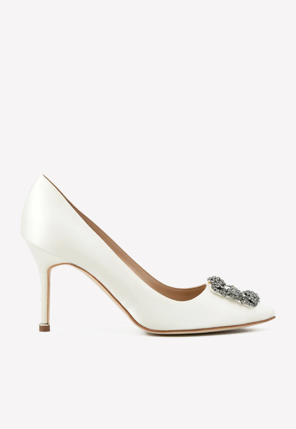 Manolo Blahnik Hangisi 90 Satin Pumps with FMC Crystal Buckle