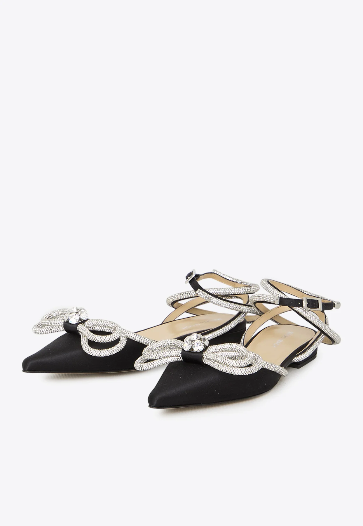 Mach and Mach Double Bow Crystal-Embellished Pointed-Toe Flats