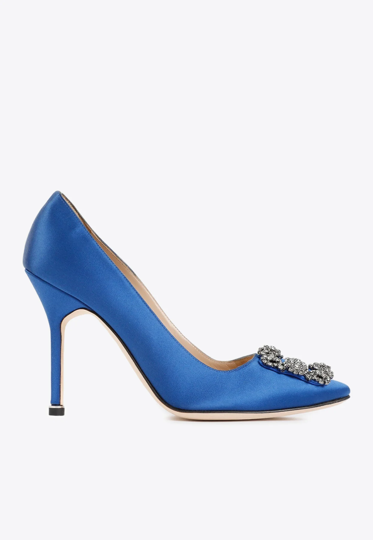 Manolo Blahnik Hangisi 105 Crystal Buckle Satin Pumps