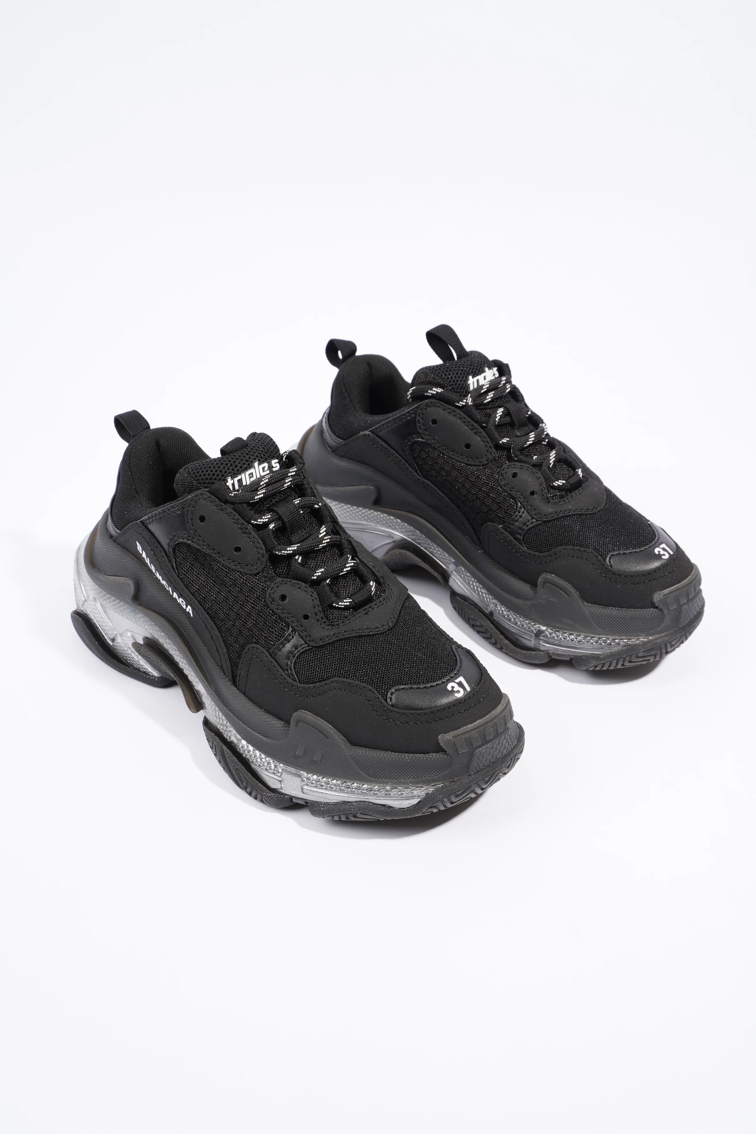 Balenciaga Triple S Clear Sole Black / White Mesh EU 37 UK 4
