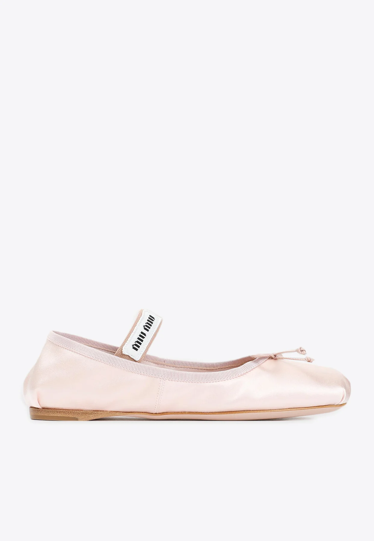 Miu Miu Satin Ballerina Flats with Logo Detail