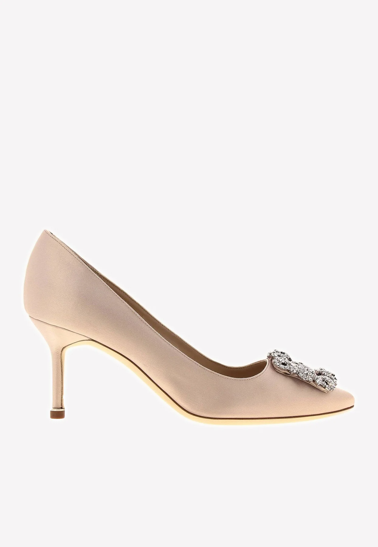Manolo Blahnik Hangisi 70 Satin Pumps with Crystal Buckle