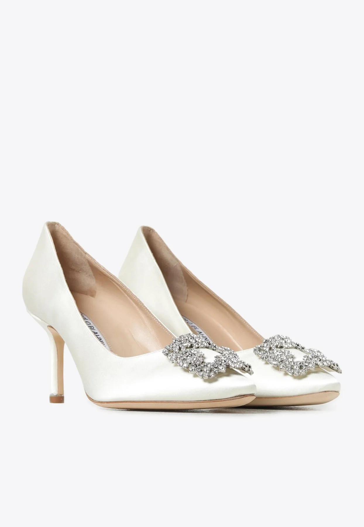 Manolo Blahnik Hangisi 70 Embellished Buckle Satin Pumps