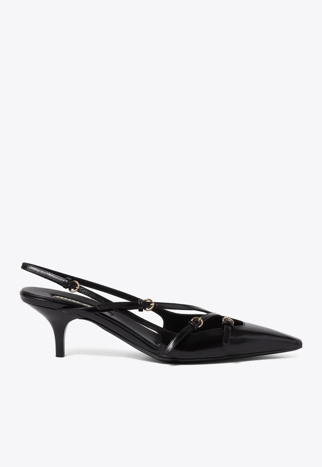 Miu Miu 55 Buckle-Embellished Leather Slingback Pumps
