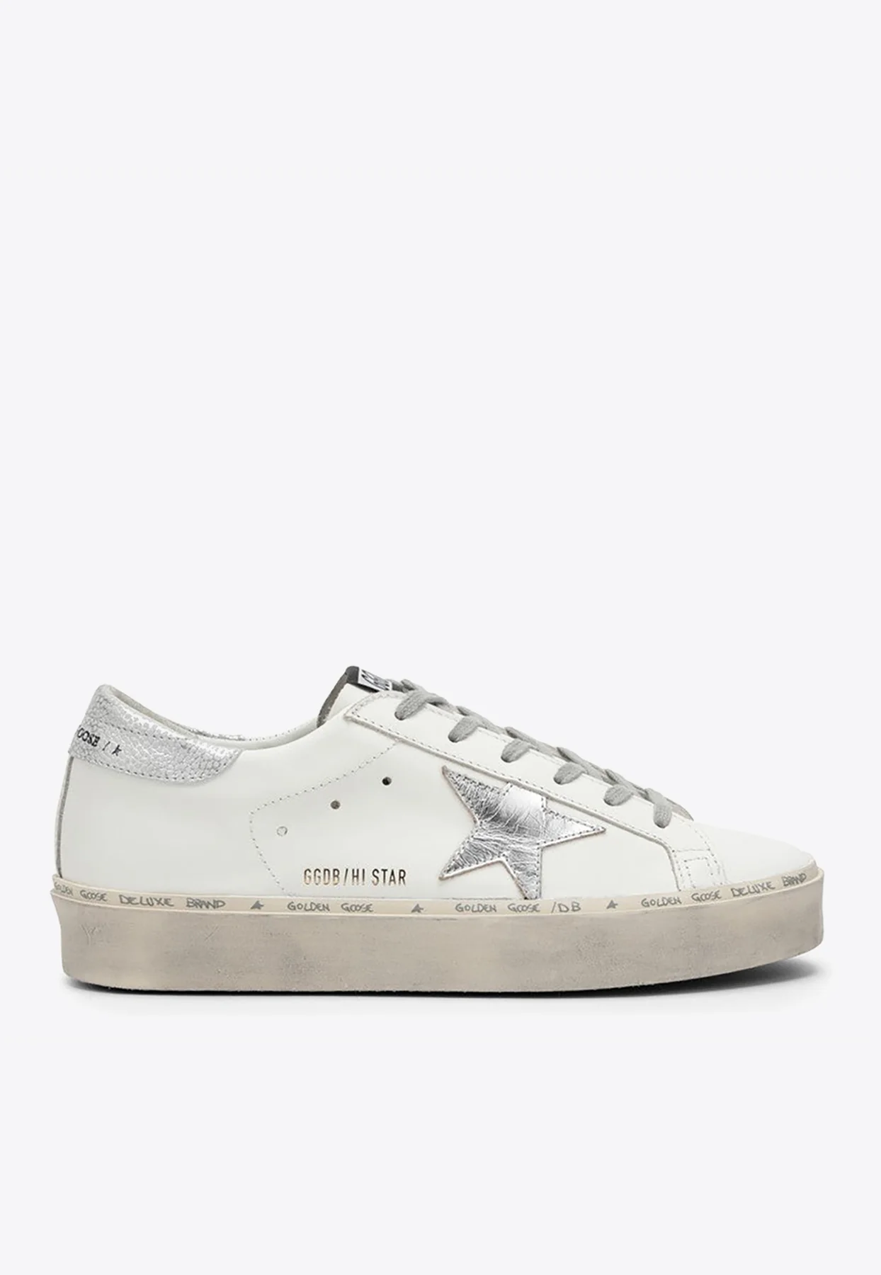 Golden Goose GGDB Hi-Star Leather Sneakers with Laminated Star Women Men