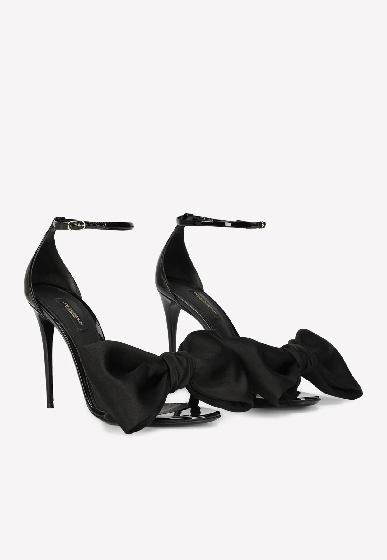 Dolce Gabbana Keira 105 Satin Bow Sandals in Patent Leather
