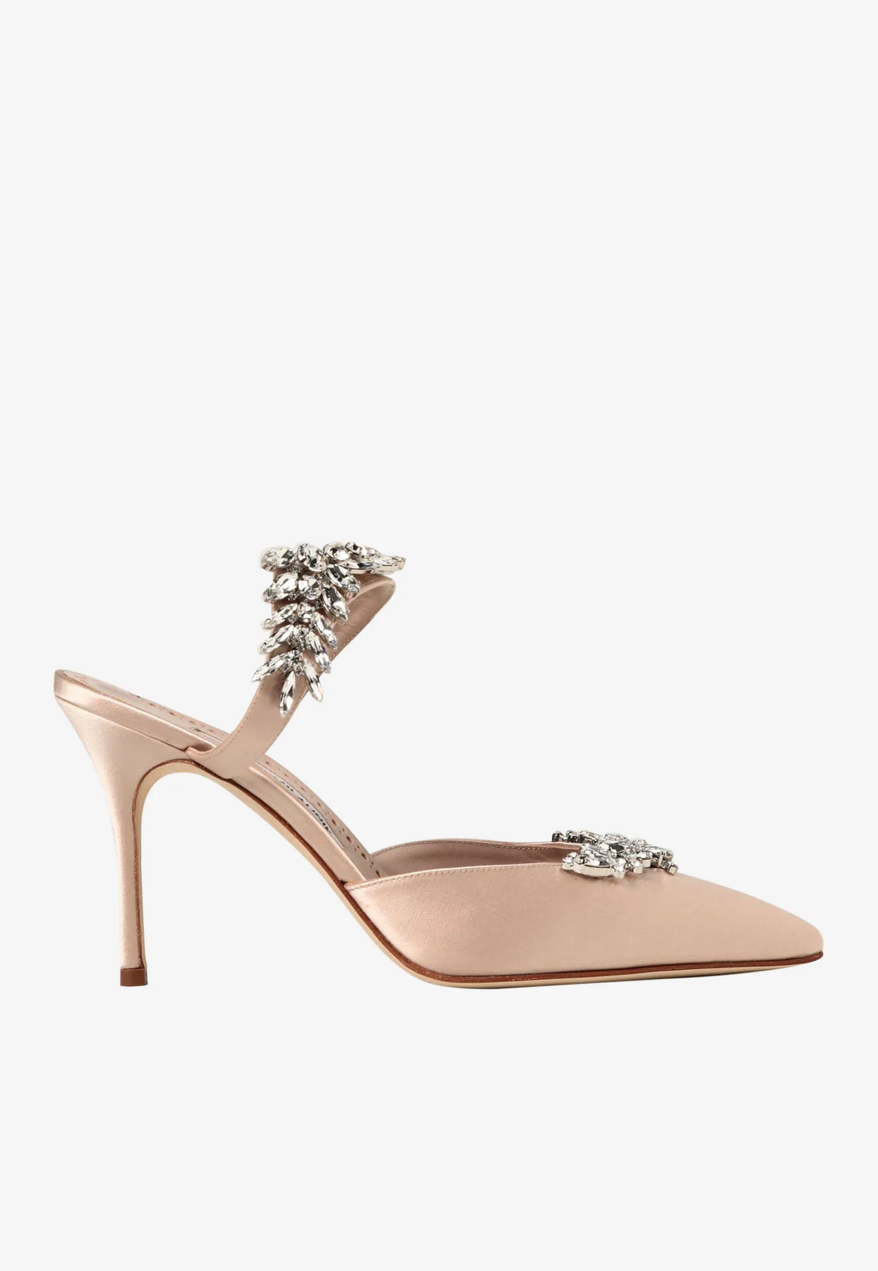 Manolo Blahnik Lurum 90 Crystal-Embellished Mules in Satin
