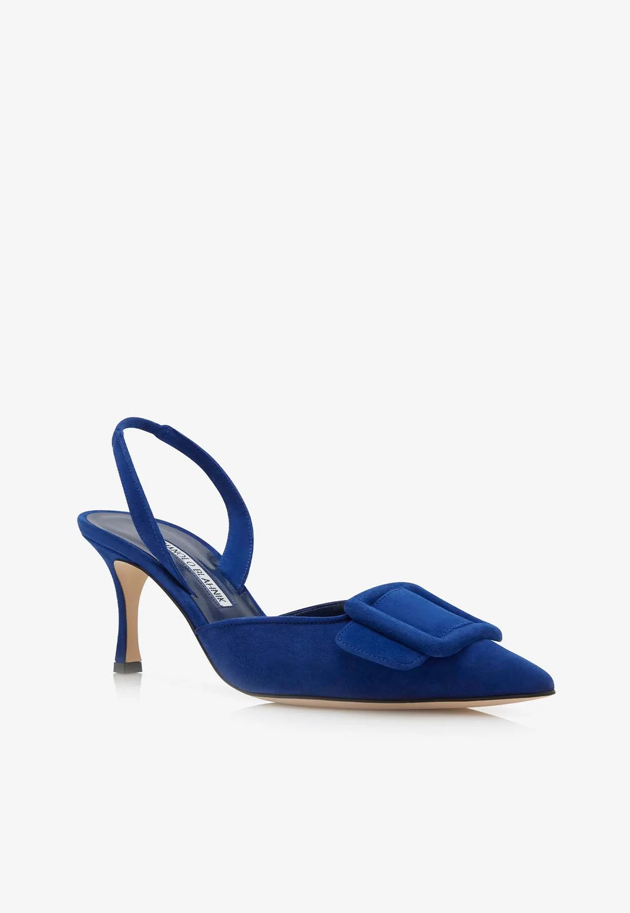 Manolo Blahnik Maysli 70 Suede Buckle Detail Slingback Pumps