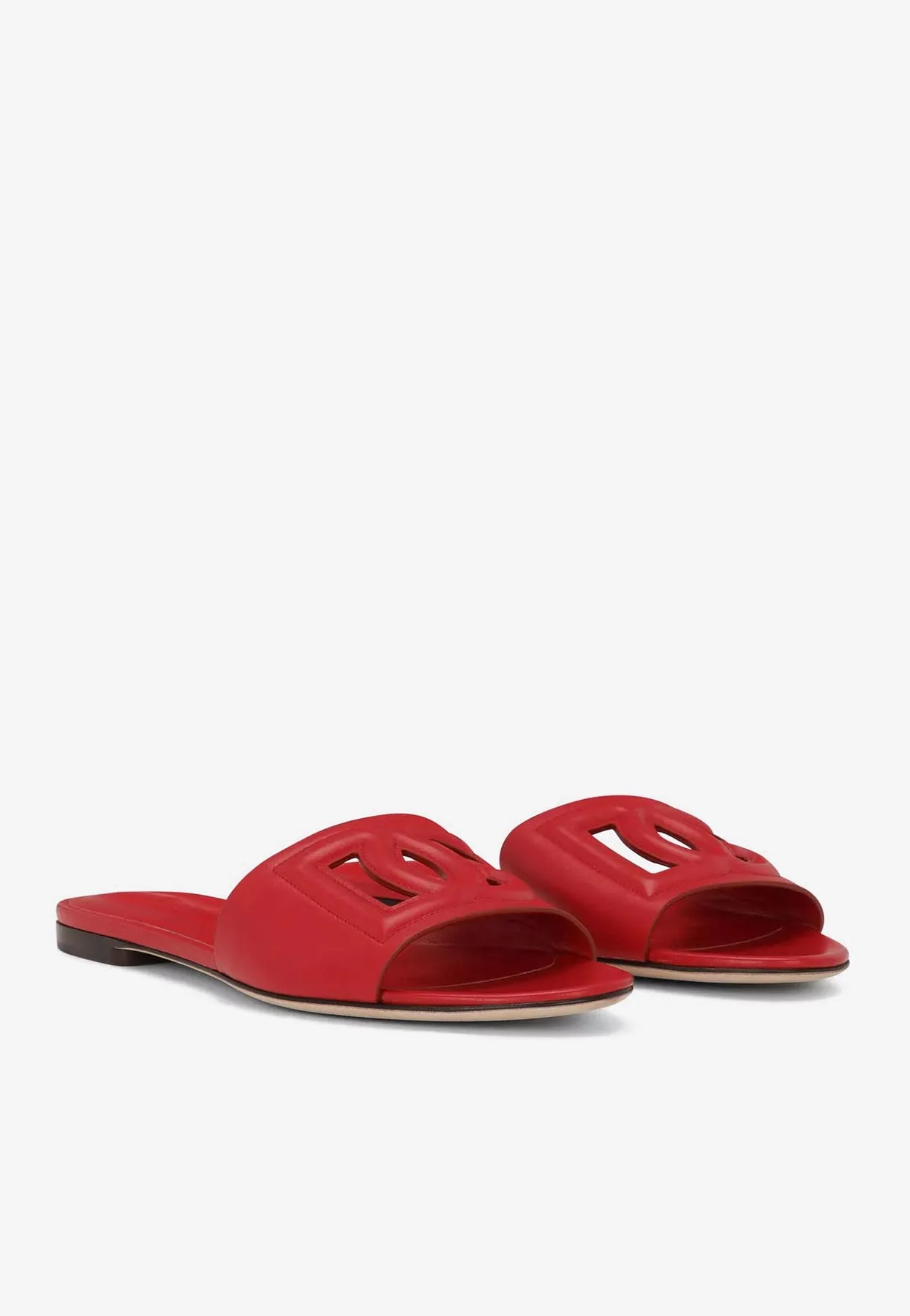 Dolce Gabbana DG Logo Slides in Calf Leather