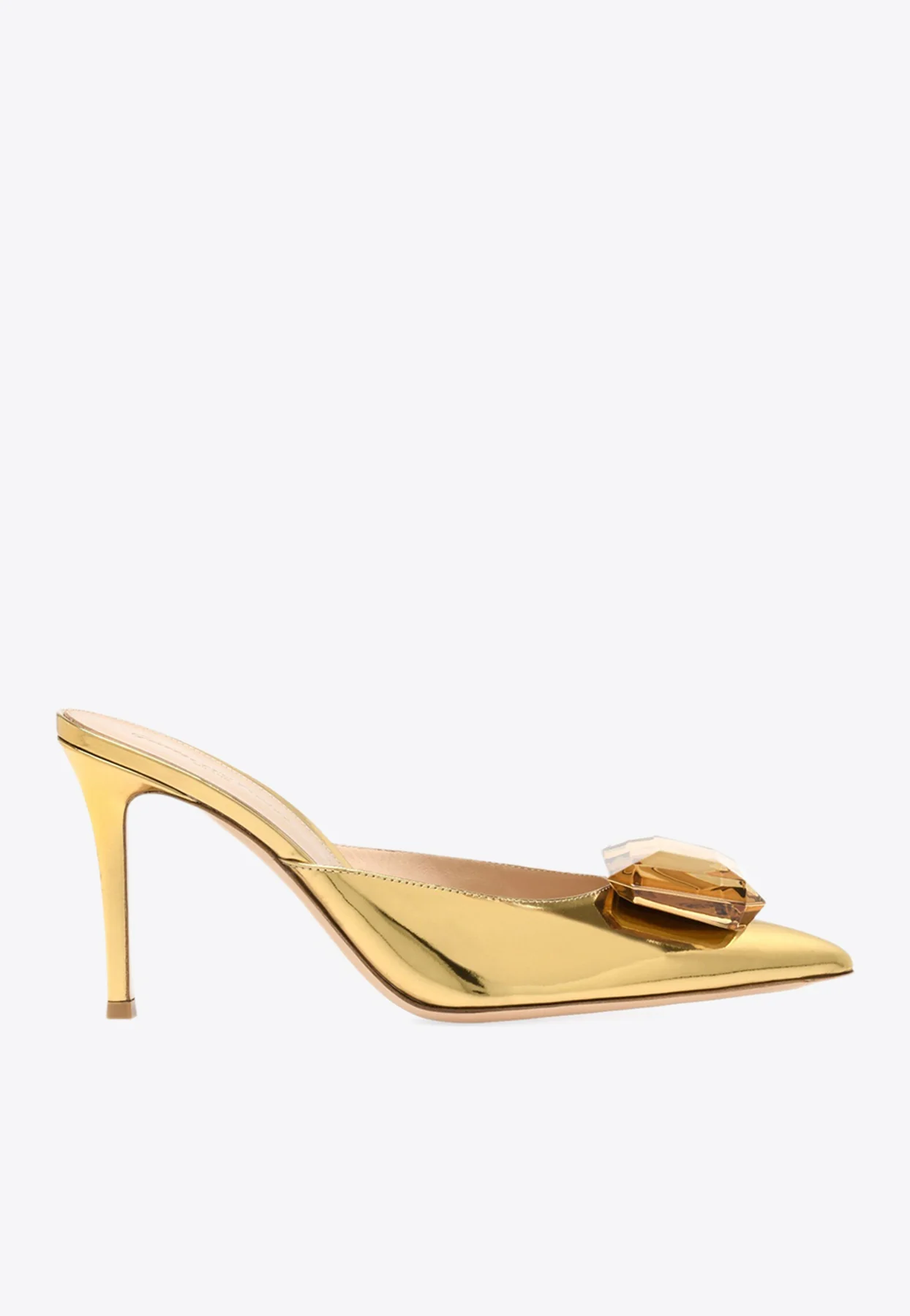 Gianvito Rossi Jaipur 85 Metallic-Leather Mules