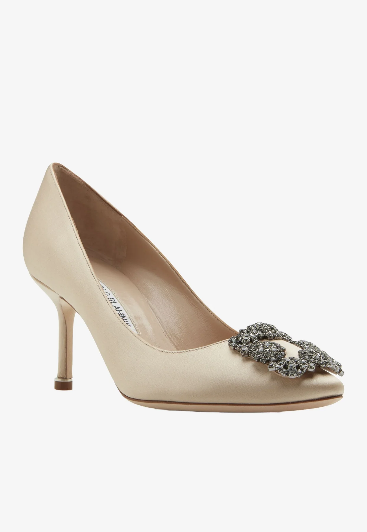Manolo Blahnik Hangisi 70 Satin Pumps with FMC Crystal Buckle