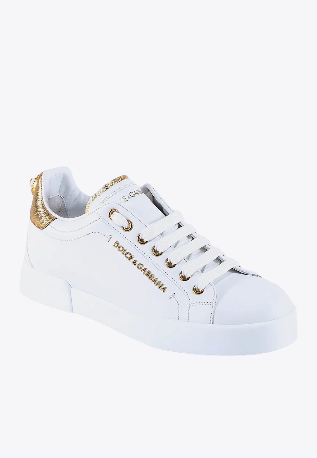 Dolce Gabbana Portofino Logo Leather Low-Top Sneakers