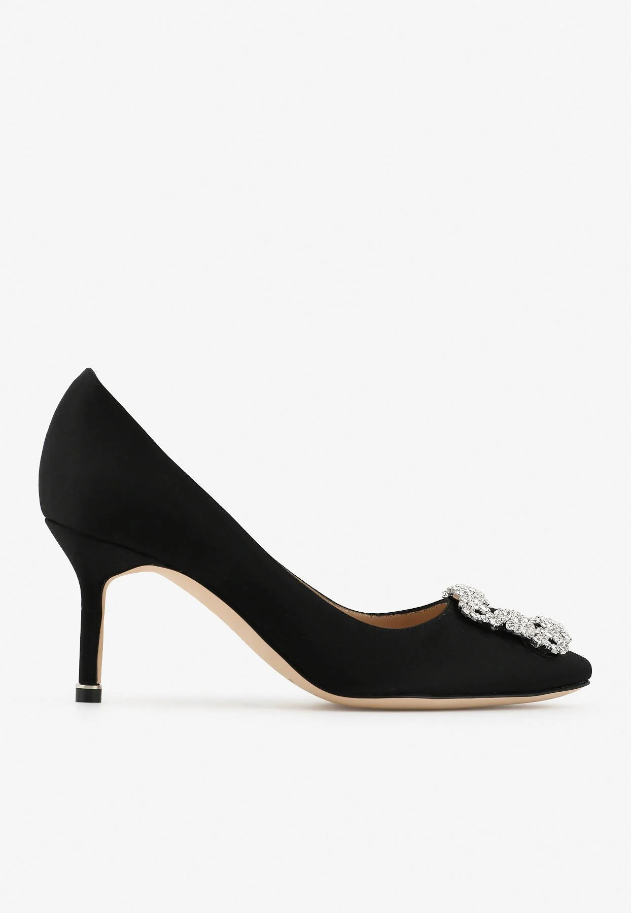 Manolo Blahnik Hangisi 70 Crystal Buckle Satin Pumps