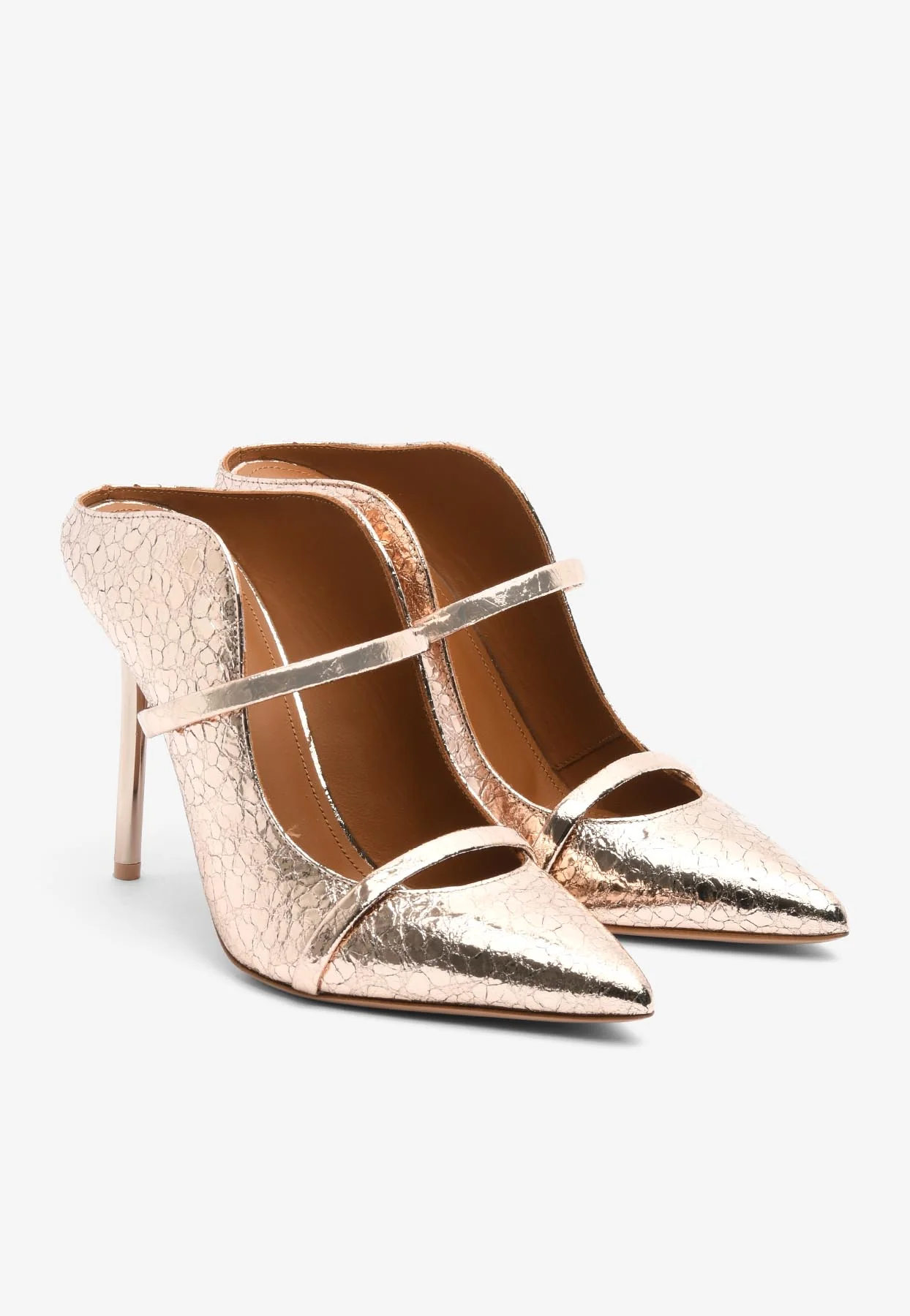 Malone Souliers Maureen 100 Metallic Leather Mules