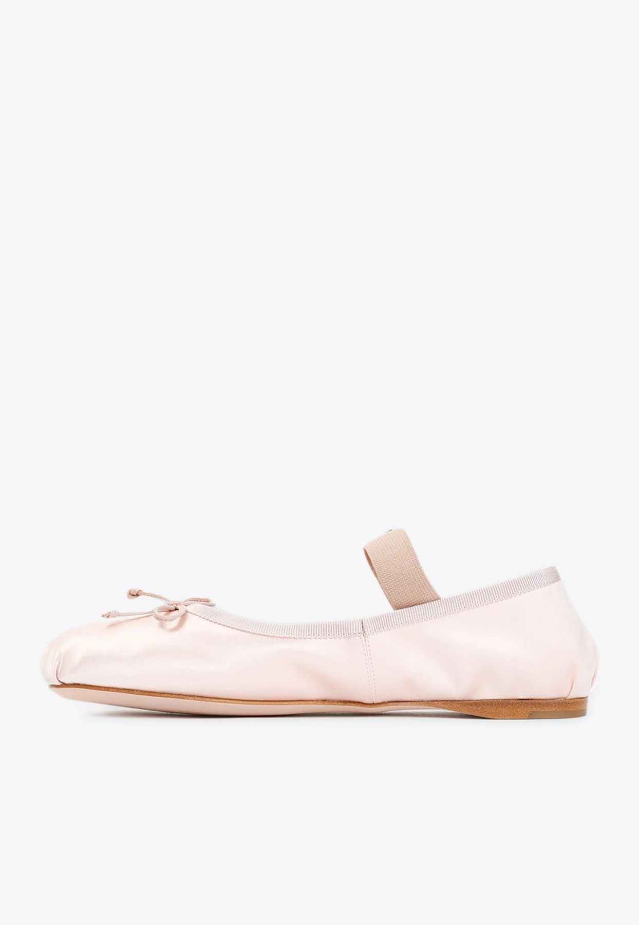 Miu Miu Satin Ballerina Flats with Logo Detail