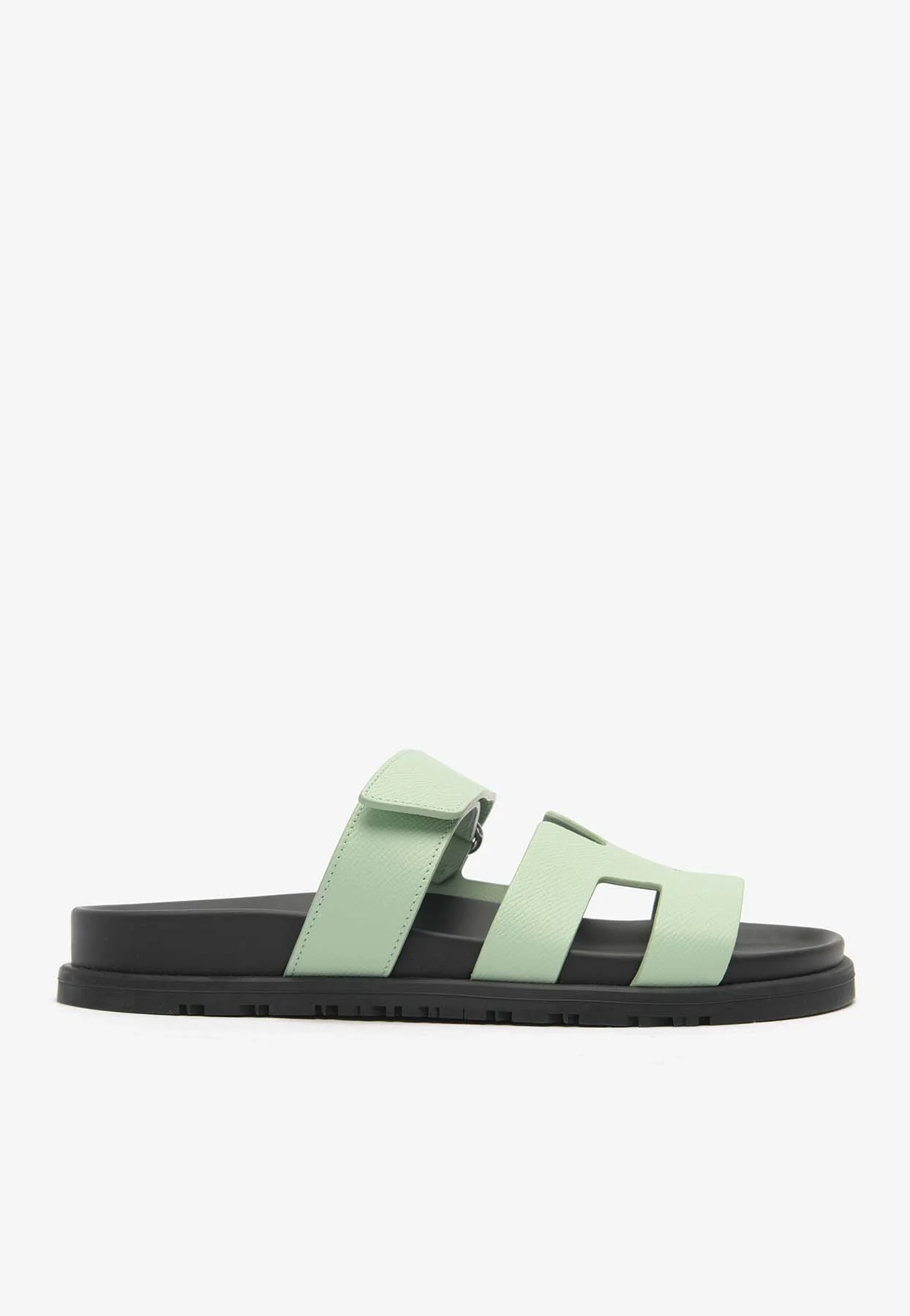 Hermes Chypre Sandals in Vert Jade Epsom Leather