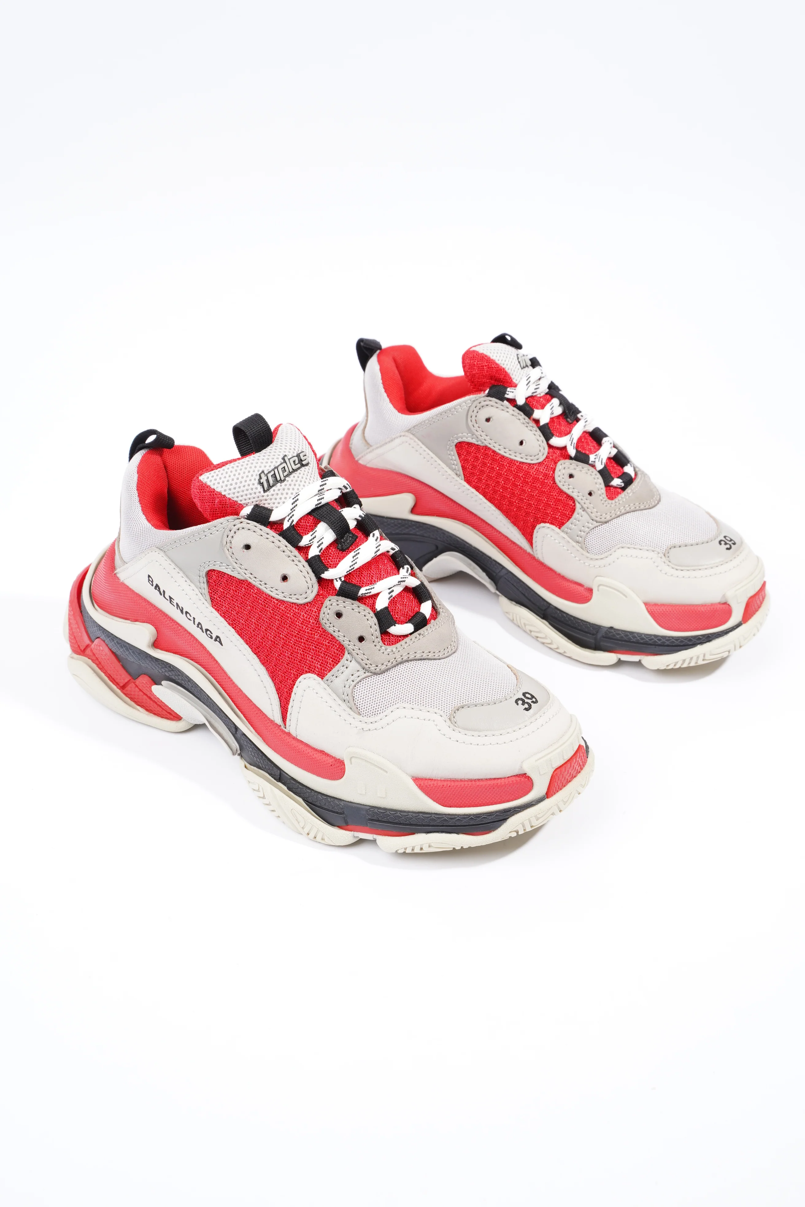 Balenciaga Triple S Grey / Red Mesh EU 39 UK 6