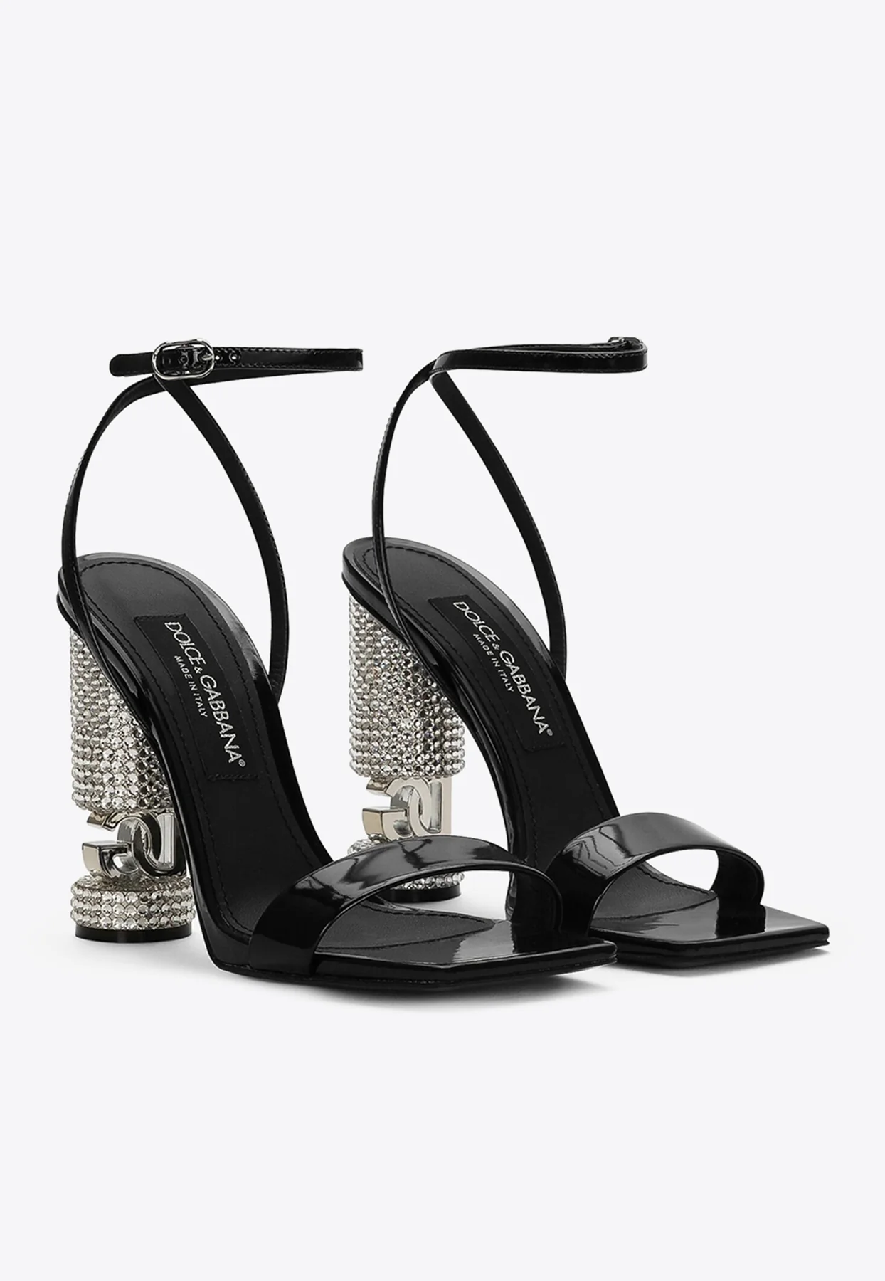 Dolce Gabbana 105 Rhinestone Embellished Sandals in Calf Leather